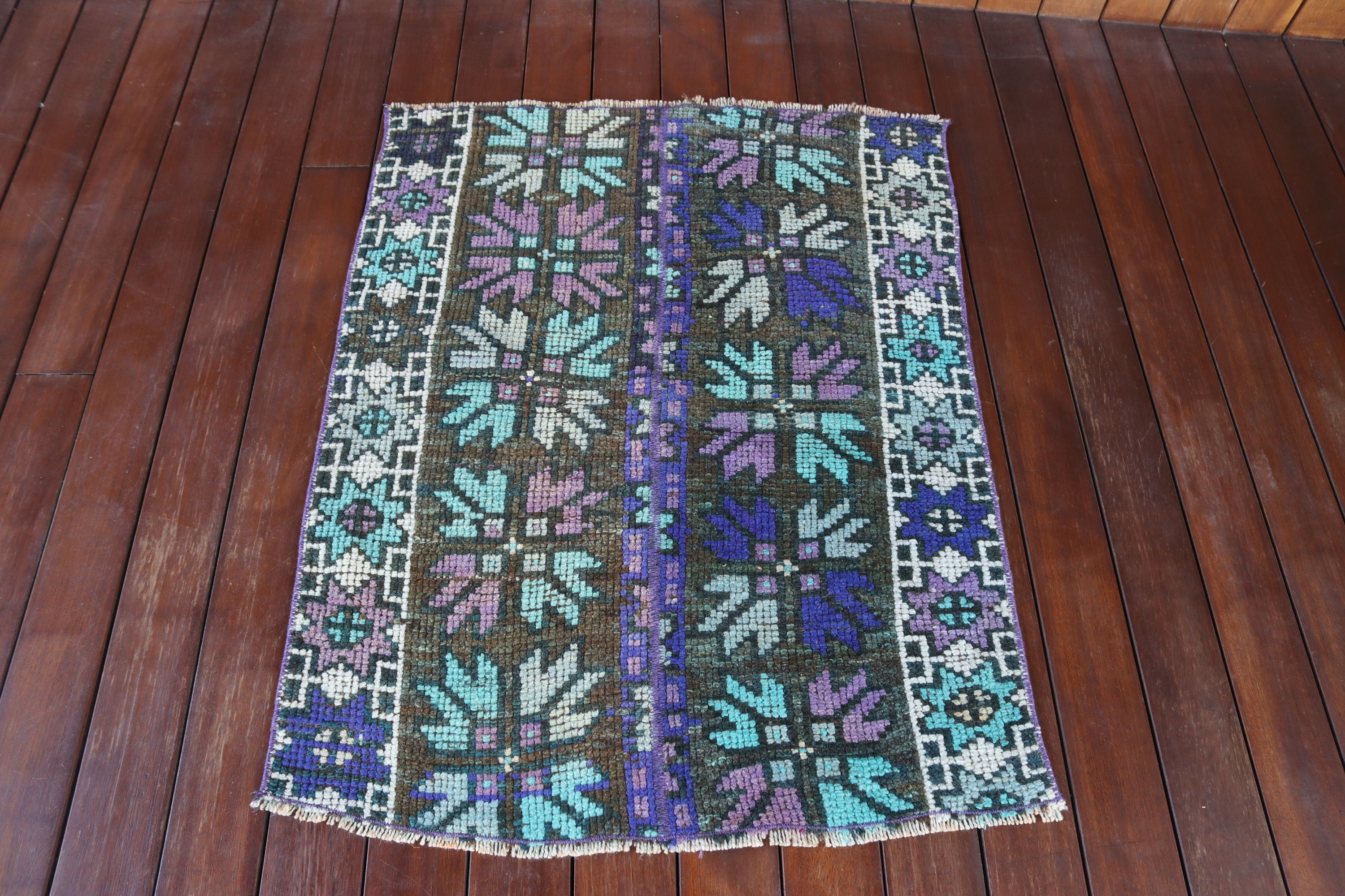 Mavi Ev Dekor Halıları, Çocuk Halıları, Vintage Halı, Duvara Asılı Halılar, Geometrik Halı, Türk Halıları, Anadolu Halısı, 2.3x3 ft Küçük Halılar