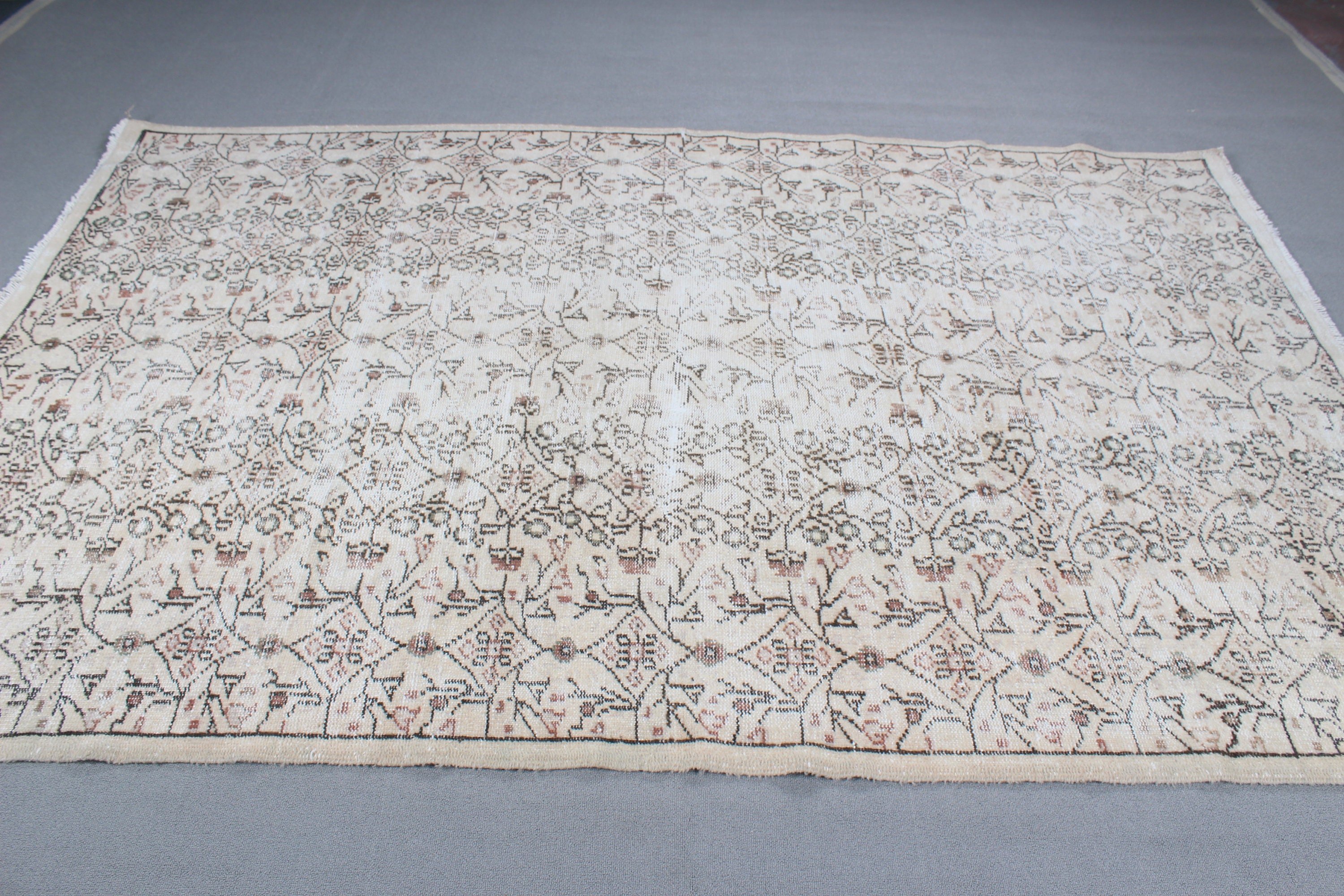 Beige Floor Rug, Vintage Rug, Luxury Rug, Large Boho Rugs, Oushak Rugs, Turkish Rugs, Home Decor Rug, Large Vintage Rug, 6x9.2 ft Large Rug