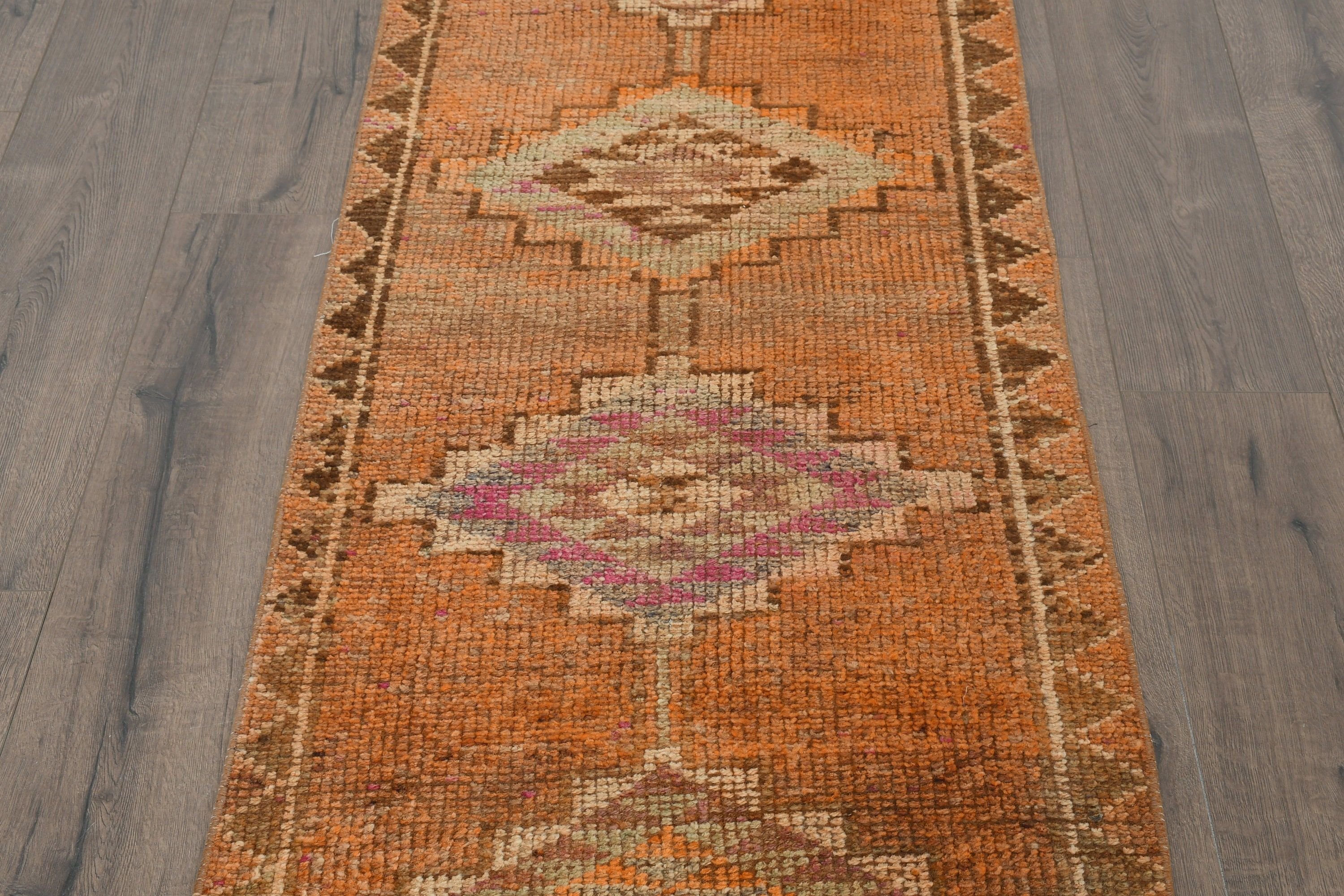 Yatak Odası Halısı, Ev Dekor Halıları, Retro Halı, Mutfak Halıları, Vintage Halı, 2.5x11.5 ft Yolluk Halısı, Mutfak Halıları, Türk Halısı, Turuncu Yün Halı