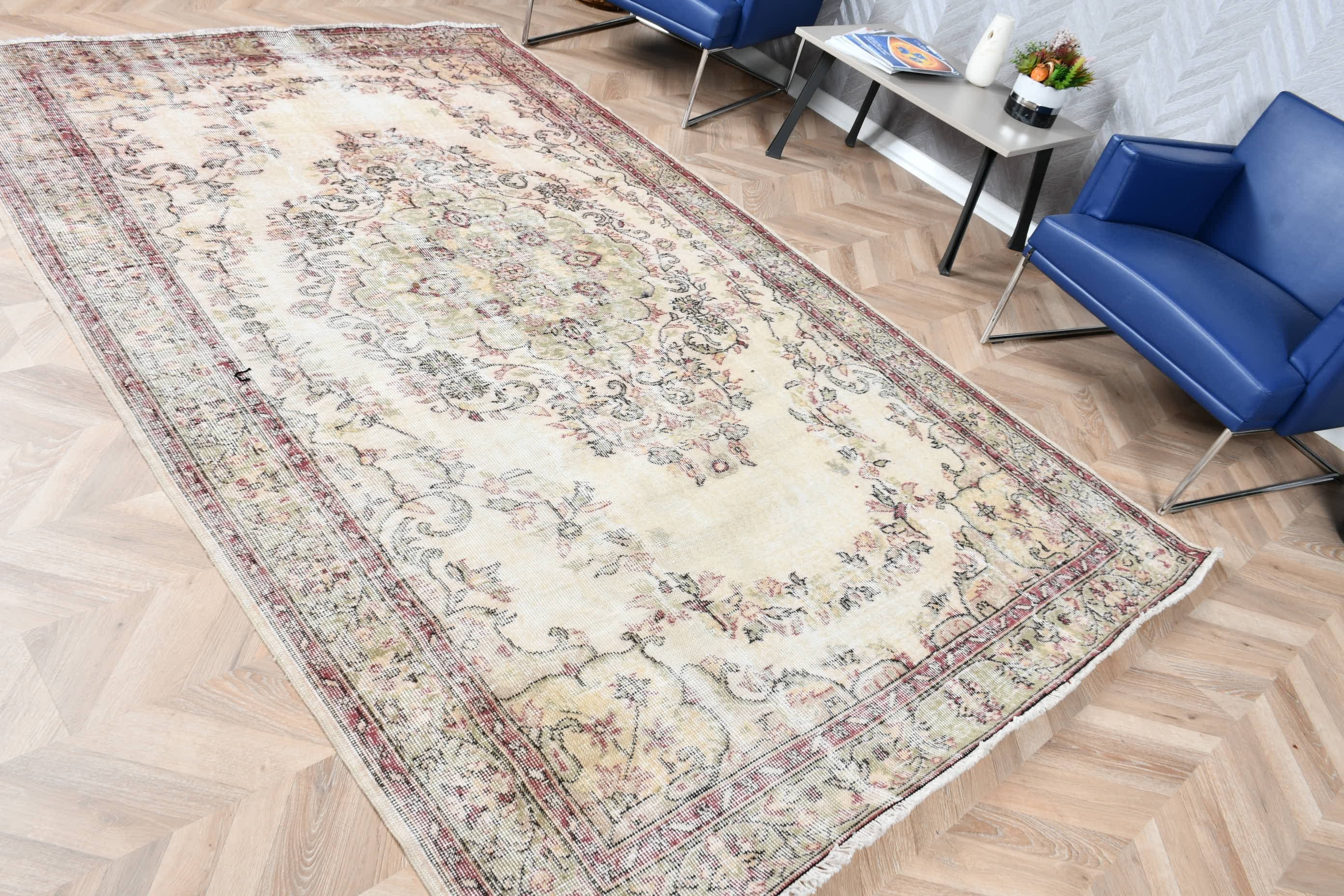 Yemek Odası Halısı, Boho Halısı, Türk Halısı, Vintage Halılar, Bej Ev Dekorasyonu Halısı, 5.9x9.2 ft Büyük Halı, Oturma Odası Halısı, Yün Halısı, Ev Dekorasyonu Halısı