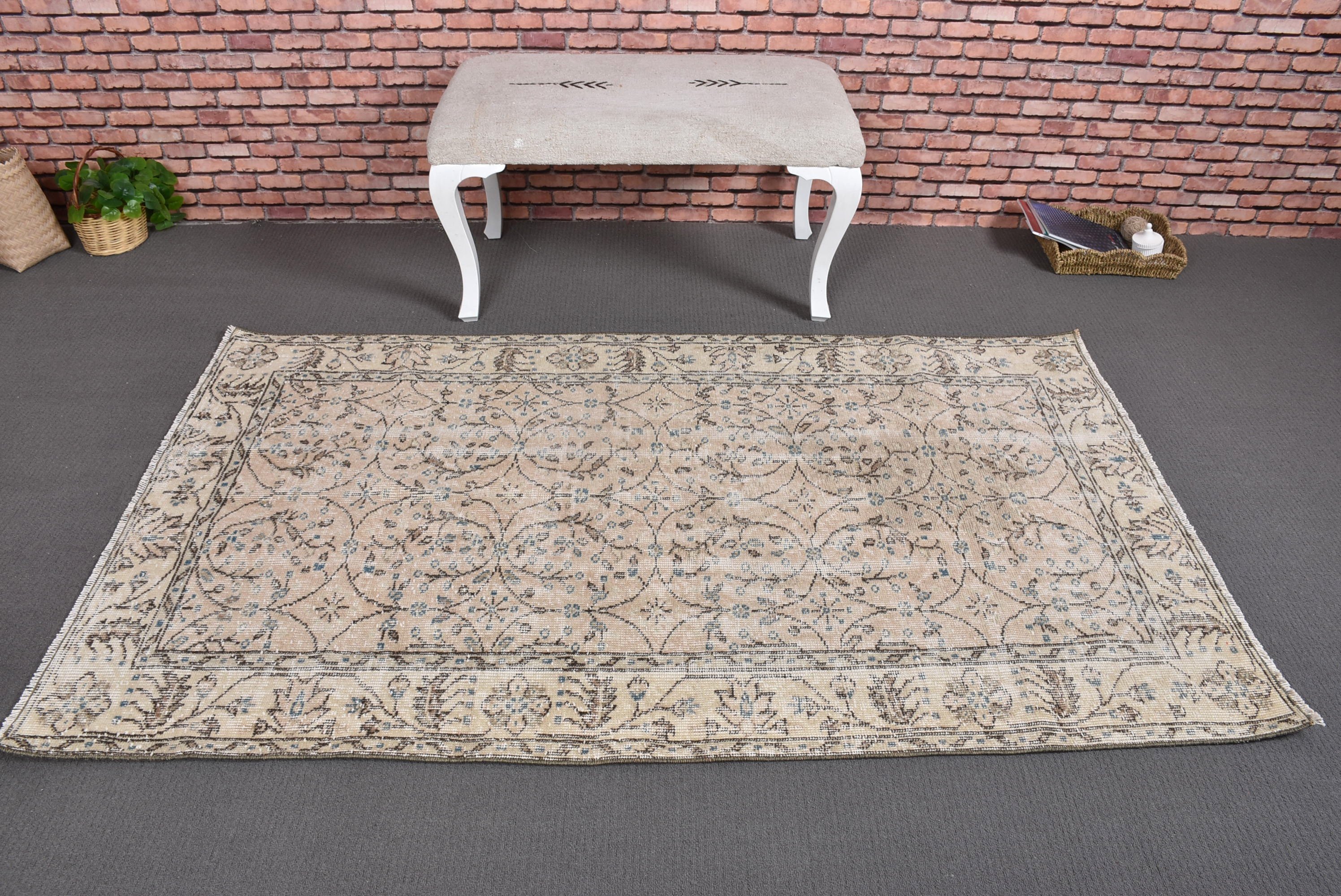 3,7x6,4 ft Accent Halı, Modern Halılar, Yatak Odası Halıları, Mutfak Halıları, Çocuk Odası Halıları, Havalı Halılar, Vintage Halı, Turuncu Yer Halıları, Türk Halıları