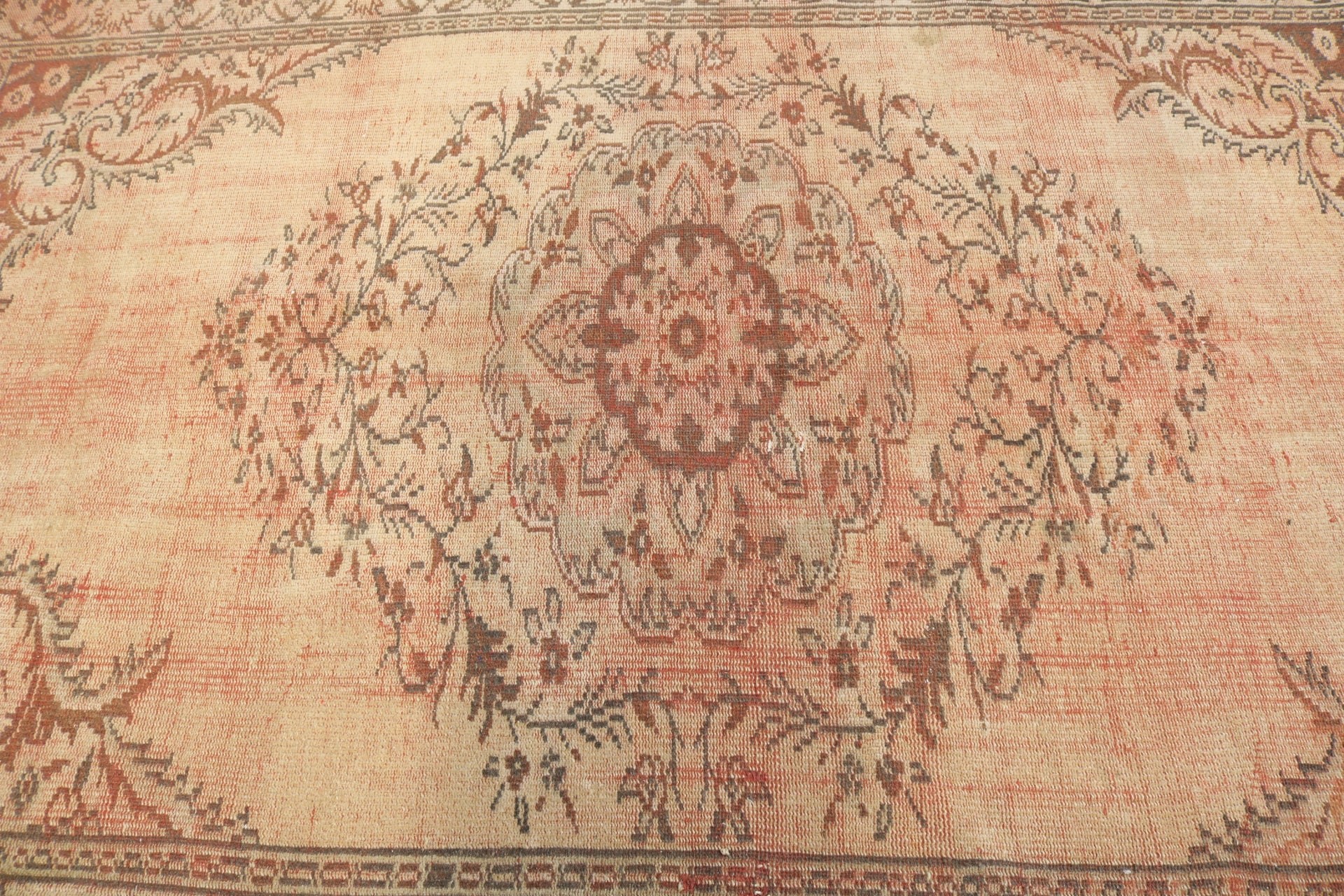 5.1x8.1 ft Büyük Halılar, El Dokuma Halı, Egzotik Halı, Vintage Halı, Yeşil Oushak Halı, Yemek Odası Halıları, Yatak Odası Halısı, Türk Halıları, Lüks Halı