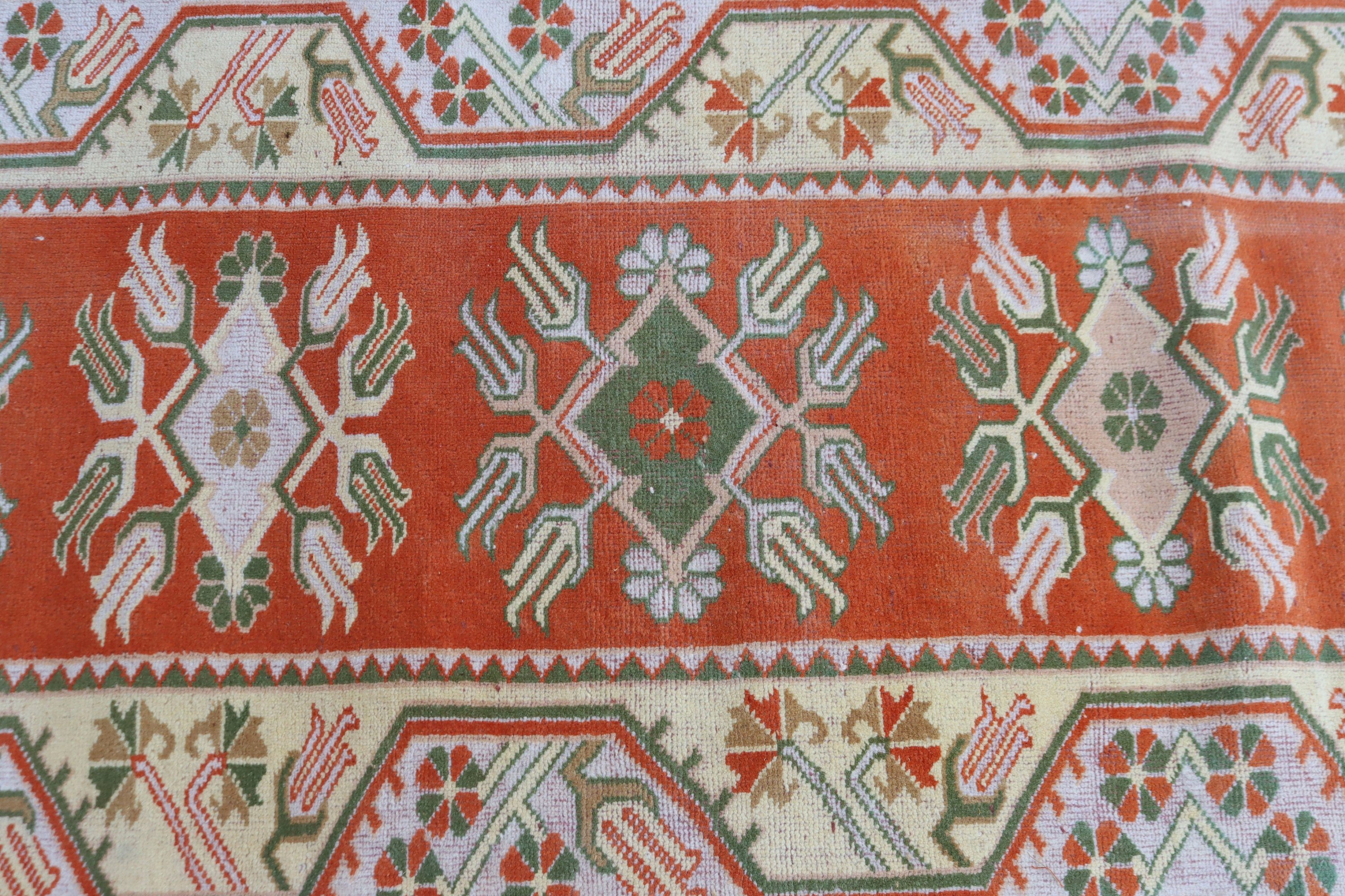 Orange Statement Halıları, Vintage Halı, 2.4x9 ft Runner Halısı, Türk Halısı, Mutfak Halıları, Oryantal Halılar, Vintage Runner Halısı, Fas Halıları