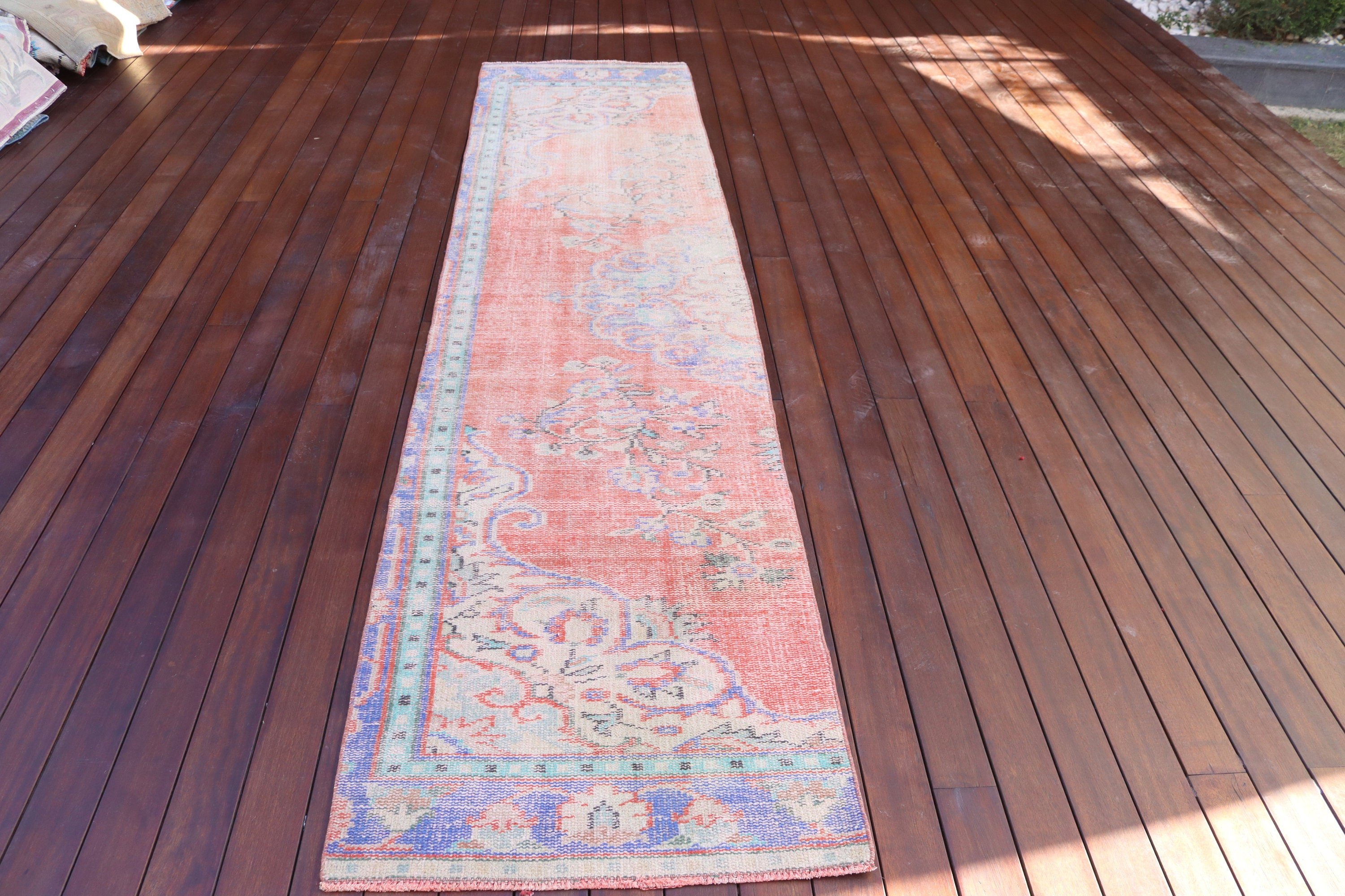 Uzun Koşucu için Halılar, Yer Halıları, Vintage Halılar, Kırmızı Yer Halısı, El Dokuma Halılar, Türk Halıları, 2.6x9.8 ft Koşucu Halısı, Merdiven Halısı, Koridor Halısı