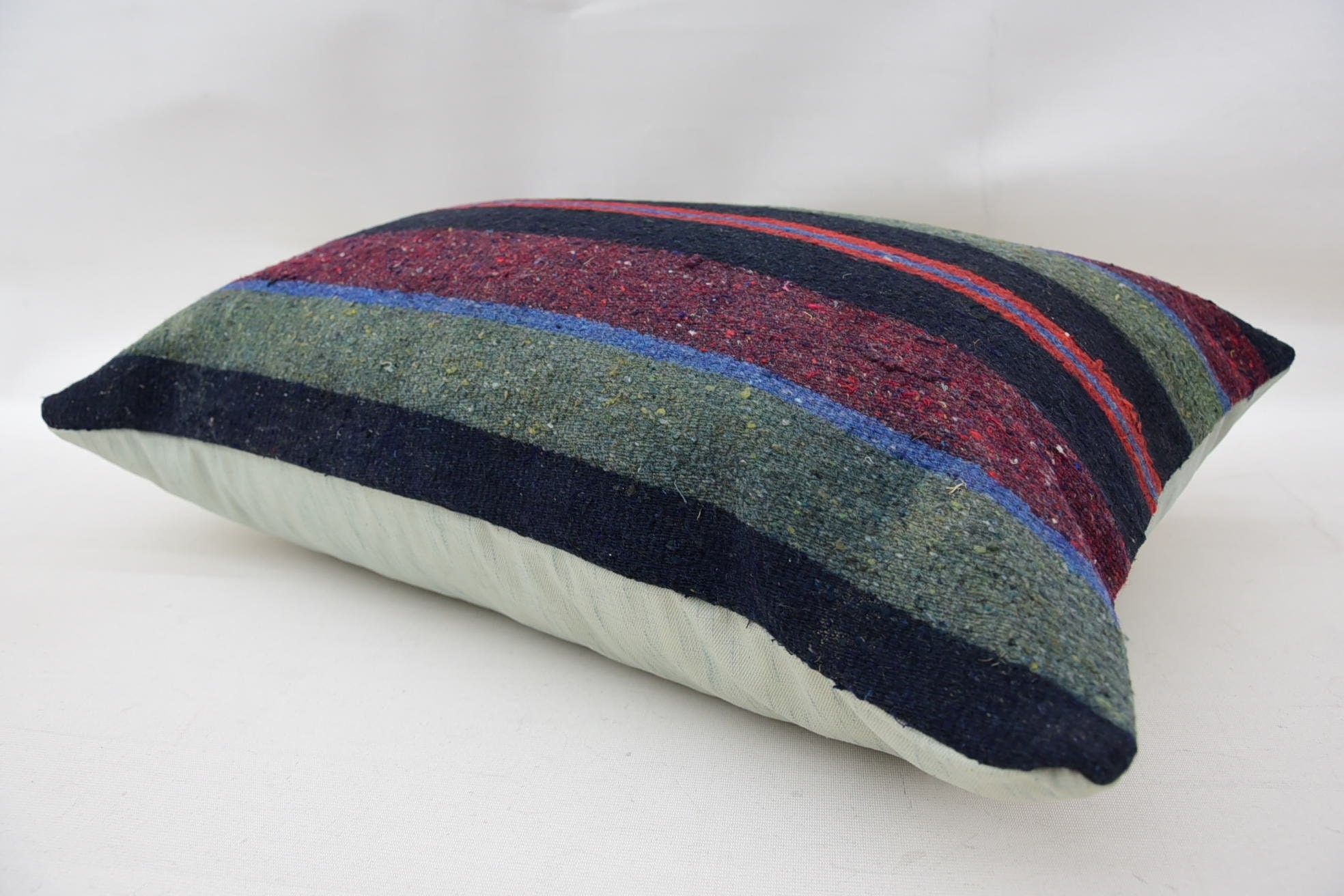Ethnical Kilim Rug Pillow, 16"x24" Green Pillow, Cotton Pillow, Bright Pillow, Meditation Pillow, Turkish Kilim Pillow, Gift Pillow