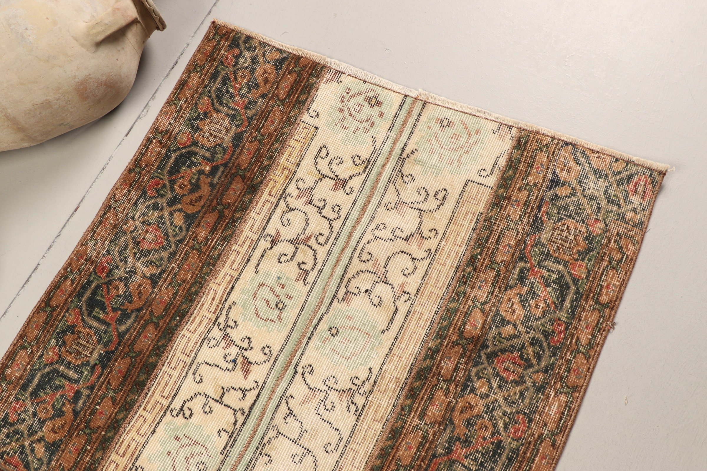 Nursery Rug, Bathroom Rug, Turkish Rug, Vintage Rugs, Moroccan Rugs, Beige  2.8x3.4 ft Small Rugs, Old Rug, Bedroom Rug