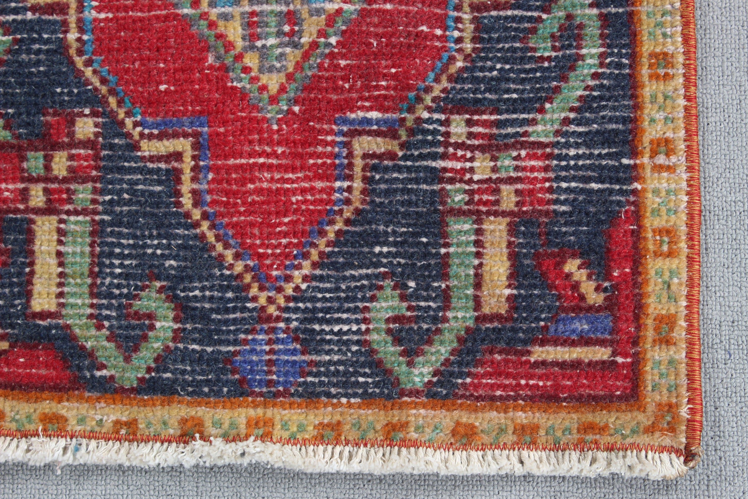 Bath Rug, Rugs for Bath, 1.5x3.3 ft Small Rug, Oushak Rug, Small Area Rug, Vintage Rug, Turkish Rugs, Handwoven Rugs, Red Modern Rugs