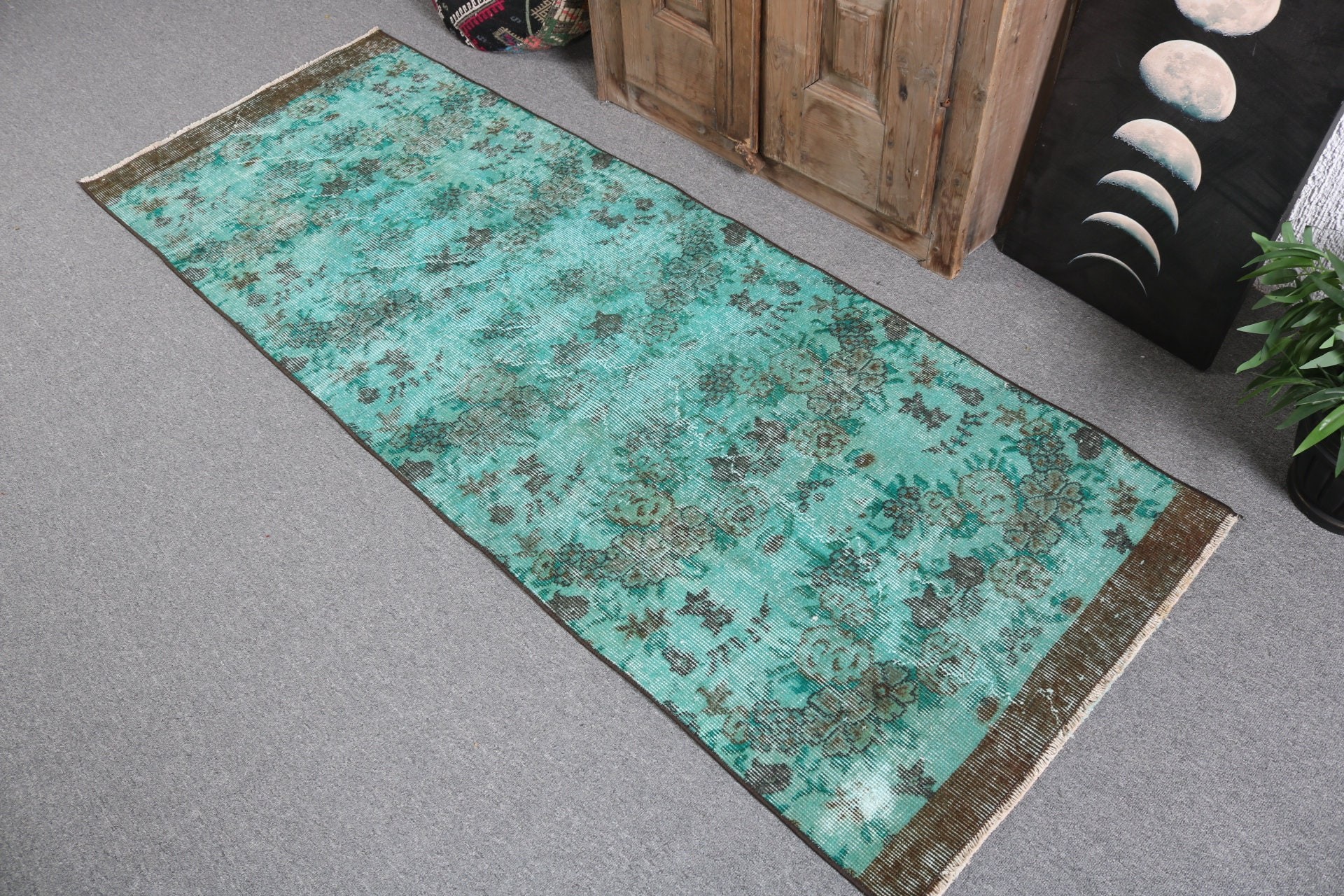 Nötr Halı, Vintage Halı, Anadolu Halısı, Koridor Halıları, Yeşil Boho Halıları, Beni Ourain Runner Halıları, 2.5x6.7 ft Runner Halıları, Türk Halıları