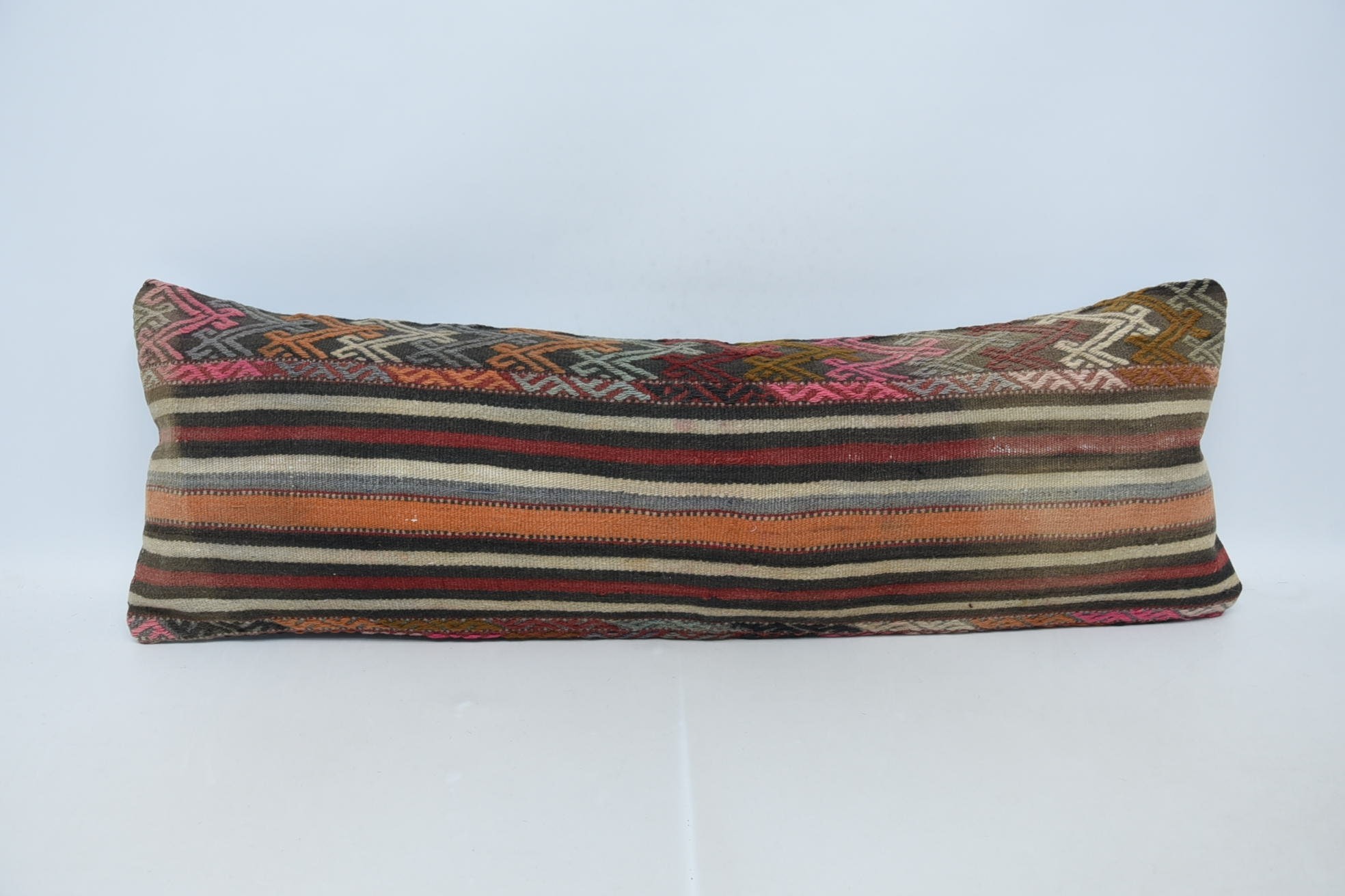 Outdoor Throw Cushion Cover, Vintage Kilim Pillow, Home Decor Pillow, Kilim Pillow, Designer Throw Cushion Case, 16"x48" Red Cushion Case