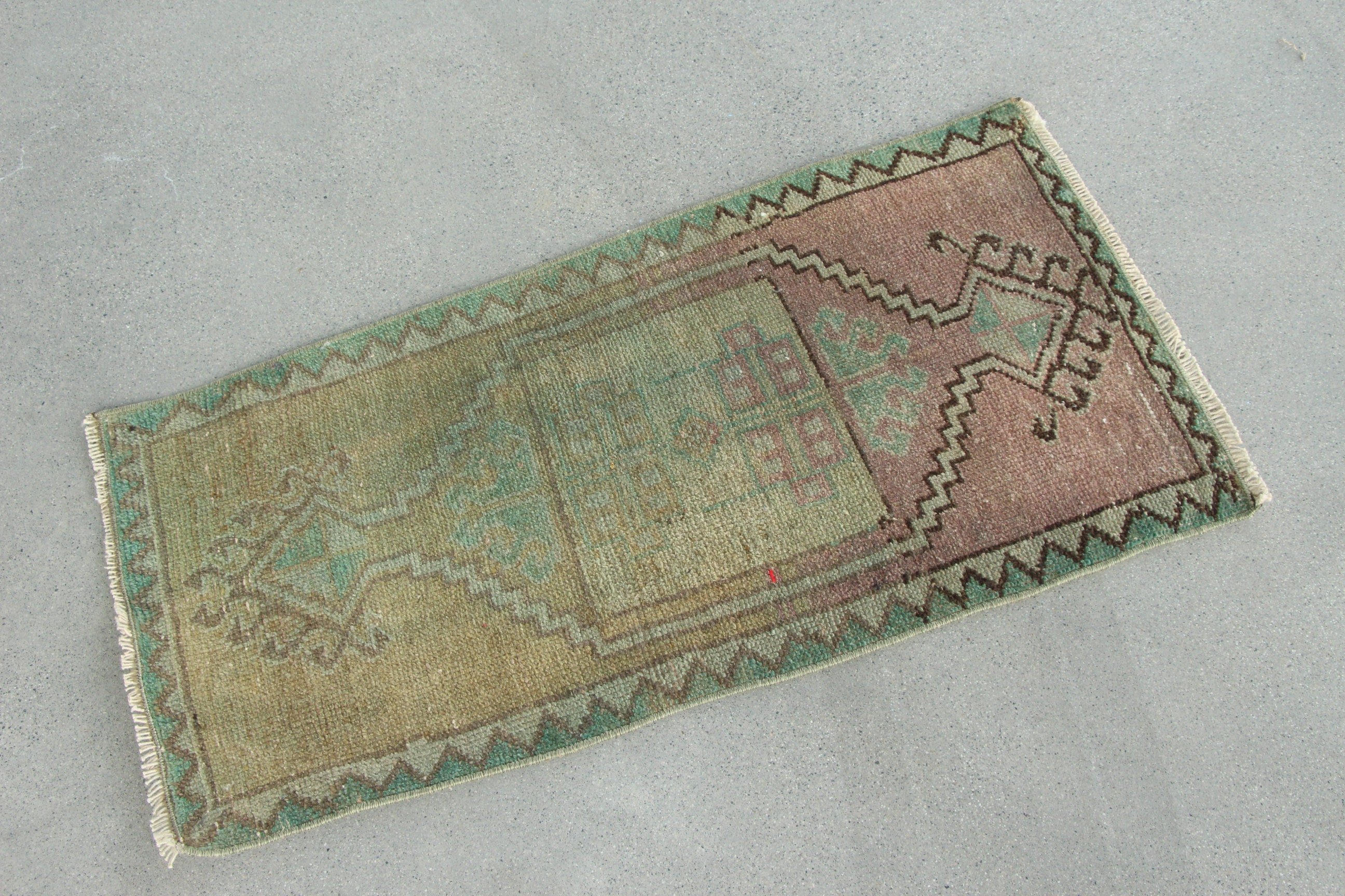 Vintage Halı, Mutfak Halısı, Yatak Odası Halısı, Türk Halısı, Boho Halısı, Küçük Boho Halıları, Banyo Halıları, 1.6x3 ft Küçük Halı, Yeşil Anadolu Halısı