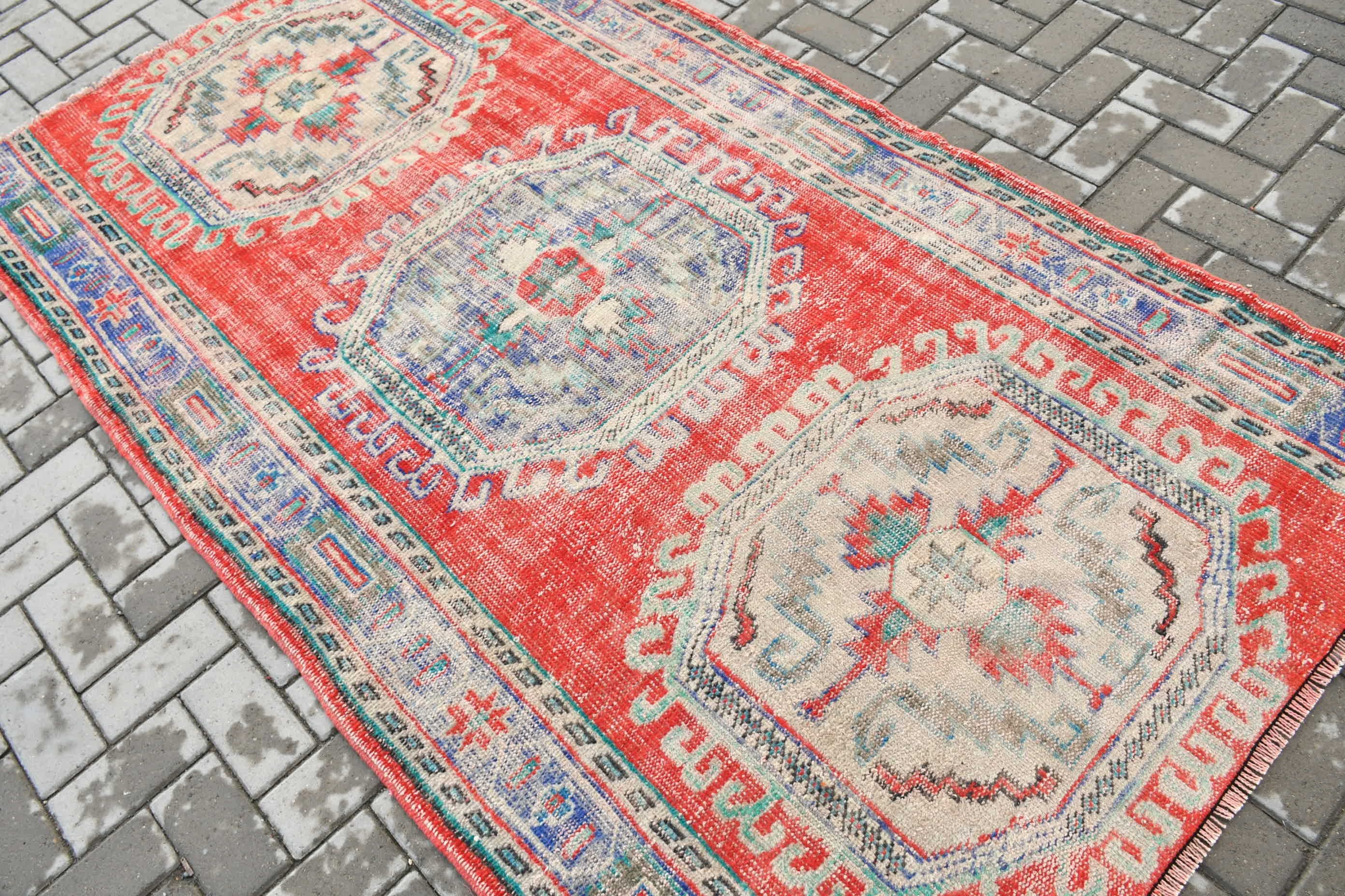 Home Decor Rug, 4.4x7.8 ft Area Rugs, Red Kitchen Rug, Moroccan Rugs, Dining Room Rug, Vintage Rug, Rugs for Floor, Turkish Rugs, Cute Rug