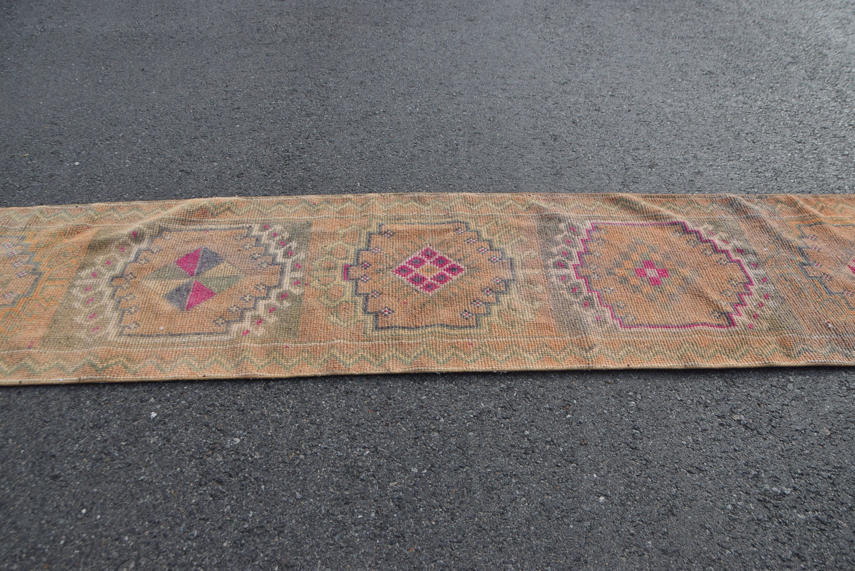 Orange Cool Rug, 2.7x13.1 ft Runner Rug, Wool Rug, Kitchen Rugs, Rugs for Kitchen, Turkish Rugs, Cool Rug, Corridor Rugs, Vintage Rug