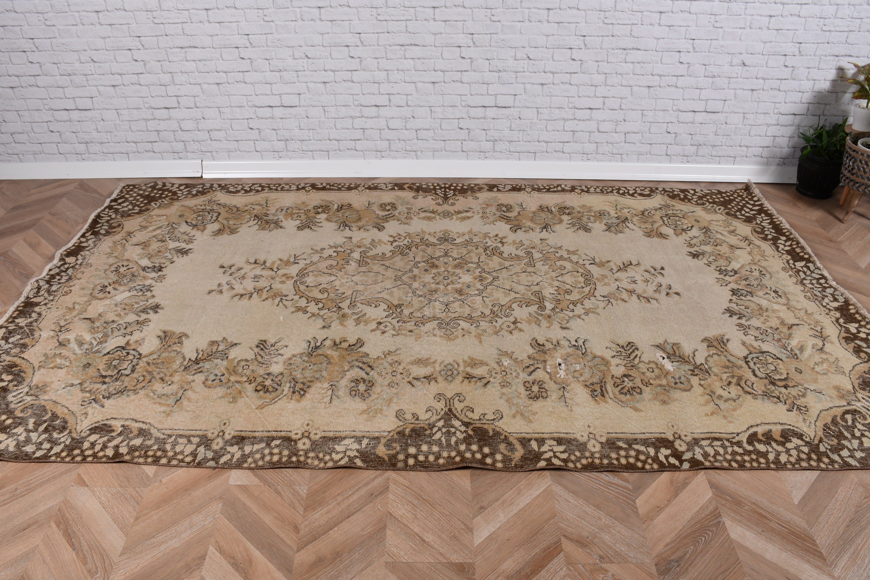 Vintage Halı, Hindi Halısı, Bej Lüks Halı, Antika Halılar, Yün Halı, Büyük Vintage Halılar, Büyük Boho Halıları, 5.5x9.3 ft Büyük Halılar, Türk Halısı