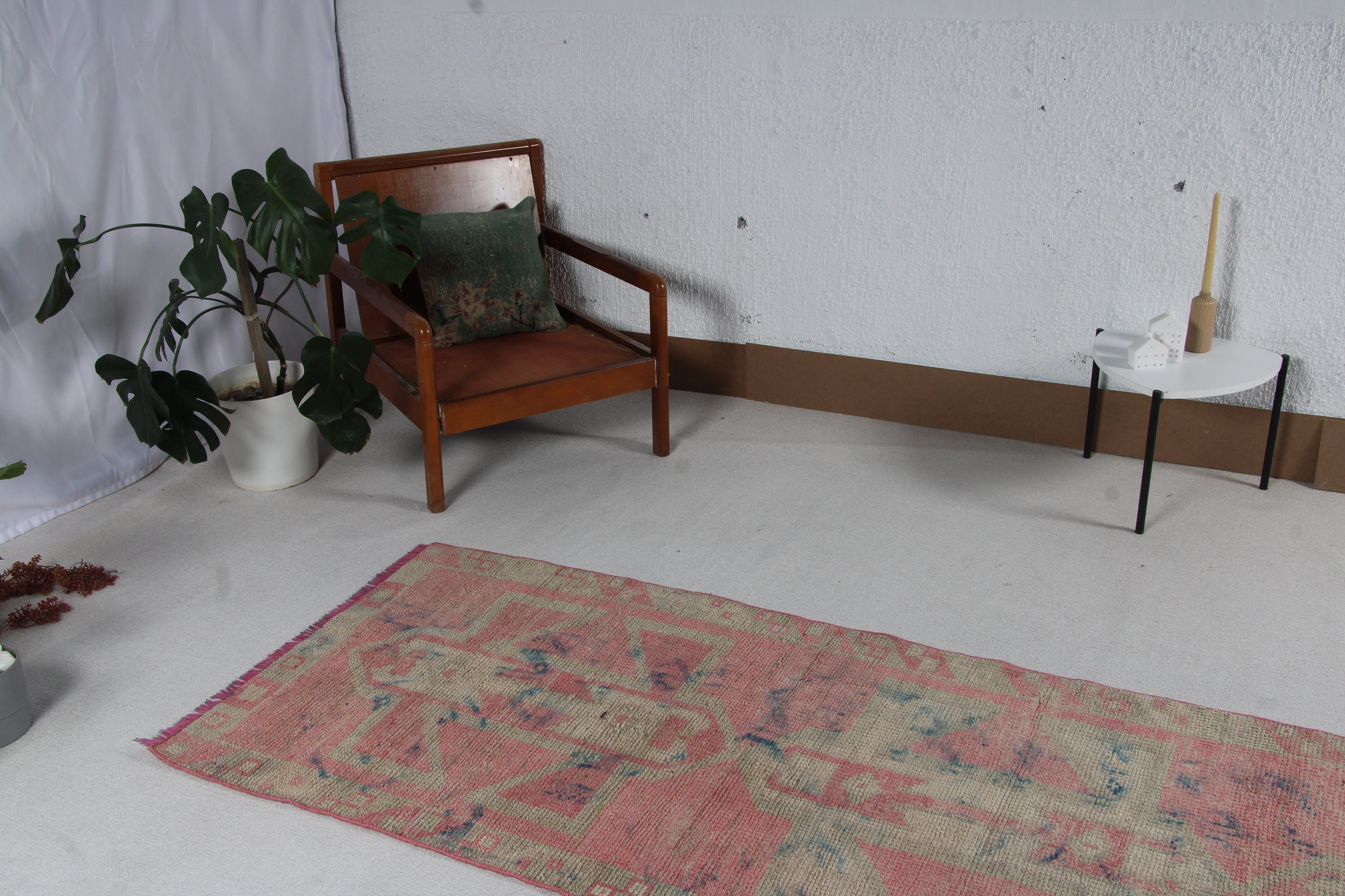 3.1x6.7 ft Accent Halı, Vintage Halılar, Yatak Odası Halıları, Pembe Boho Halıları, Lüks Halı, Türk Halısı, Yatak Odası Halısı, Mutfak Halısı, Açıklama Halıları