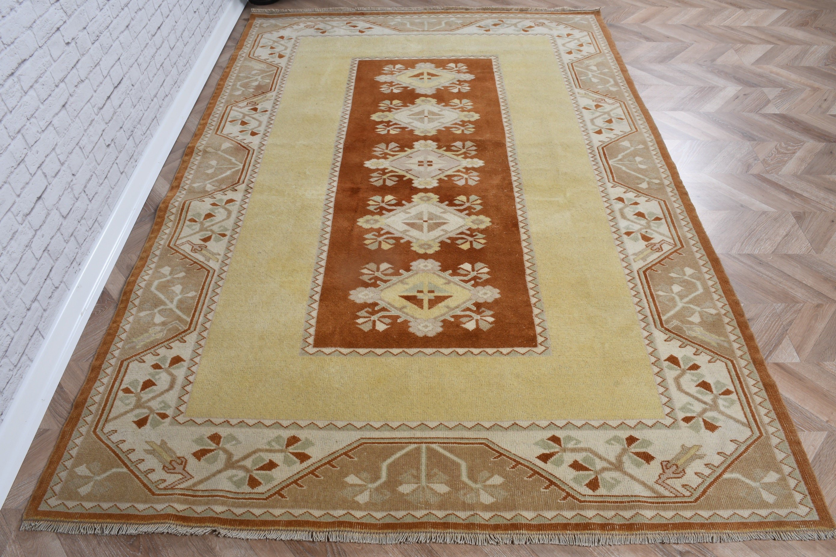 Salon Rugs, Beige  5.3x8 ft Large Rugs, Rugs for Bedroom, Vintage Rug, Cool Rug, Large Oushak Rug, Turkish Rug, Floor Rug