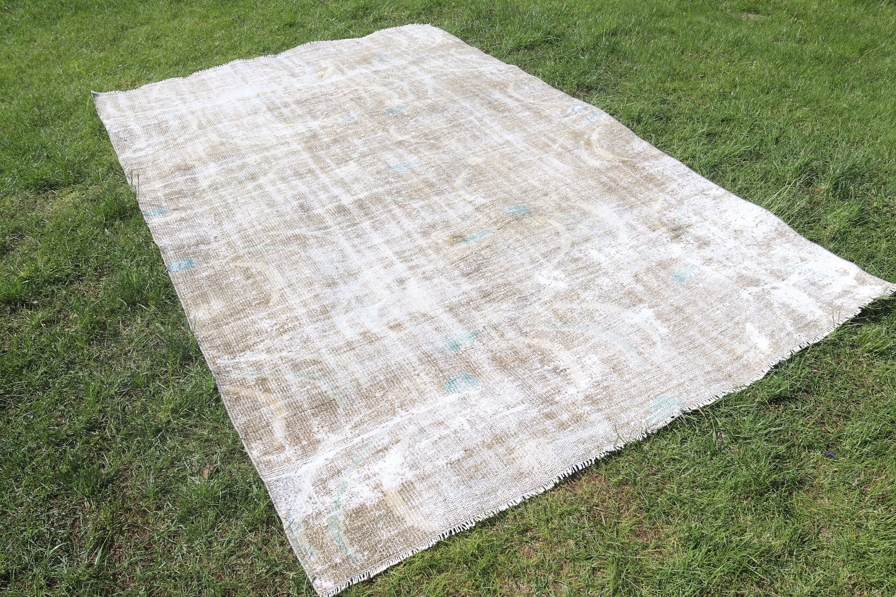 Beige Antique Rug, Vintage Rugs, Turkish Rug, Ethnic Rug, 5.6x8.7 ft Large Rugs, Modern Rugs, Cool Rugs, Salon Rugs, Living Room Rug