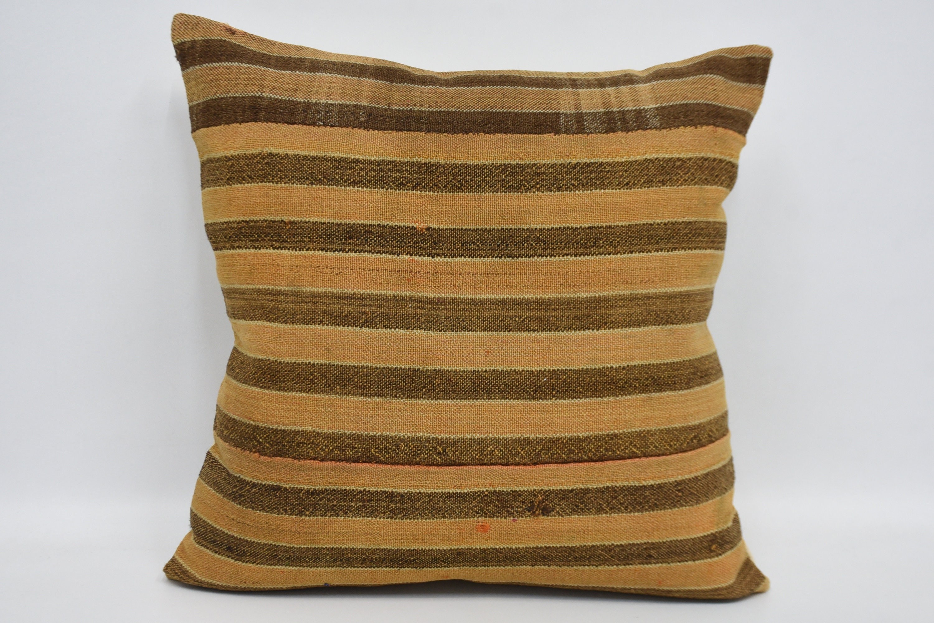 Kilim Cushion Sham, 24"x24" Orange Pillow Case, Ethnical Kilim Rug Pillow, Handmade Kilim Cushion, Christmas Pillow