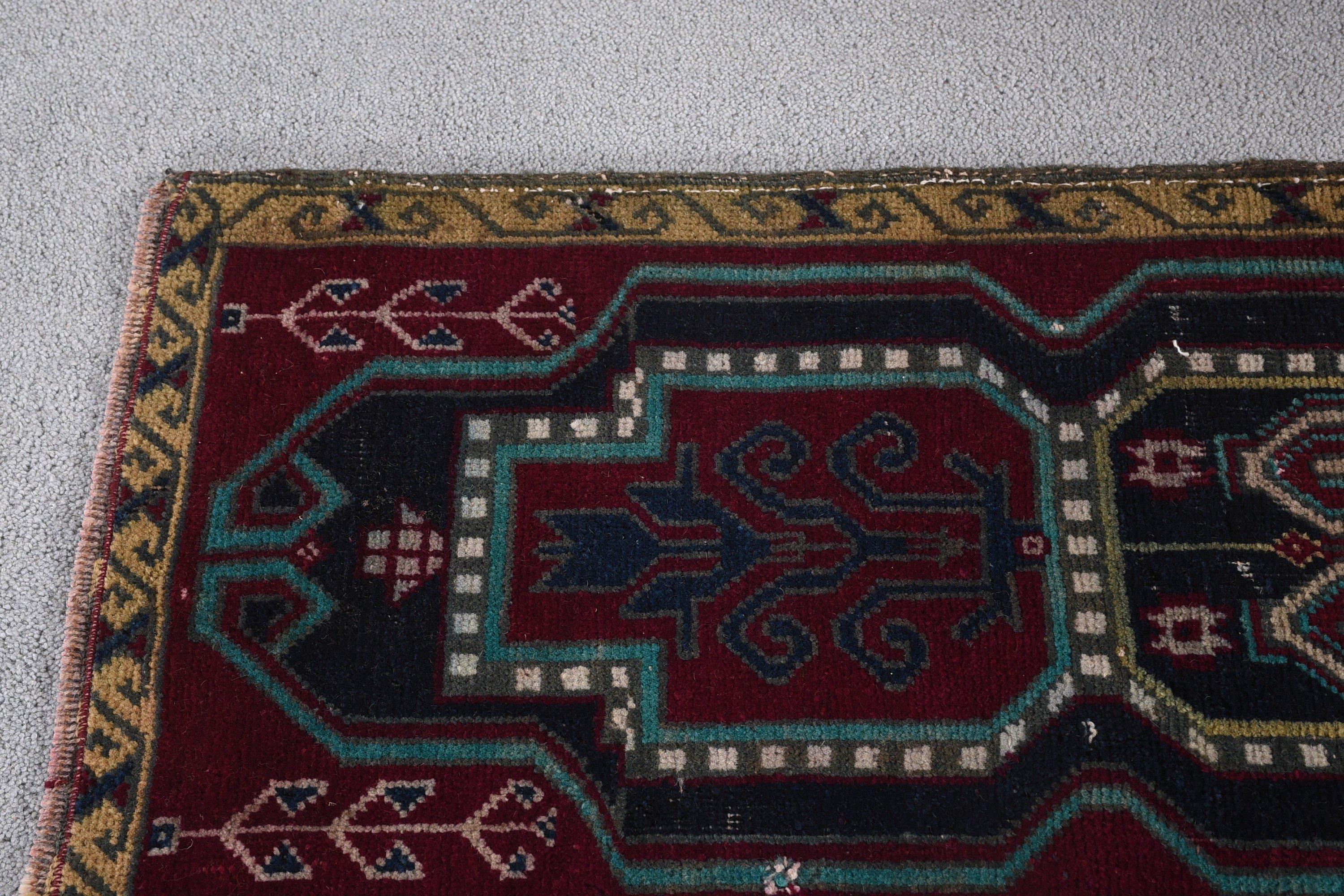 Banyo Halıları, Çocuk Halıları, Oryantal Halılar, Yün Halılar, Türk Halısı, Araba Paspas Halısı, Vintage Halılar, Kırmızı 1.5x3.5 ft Küçük Halı