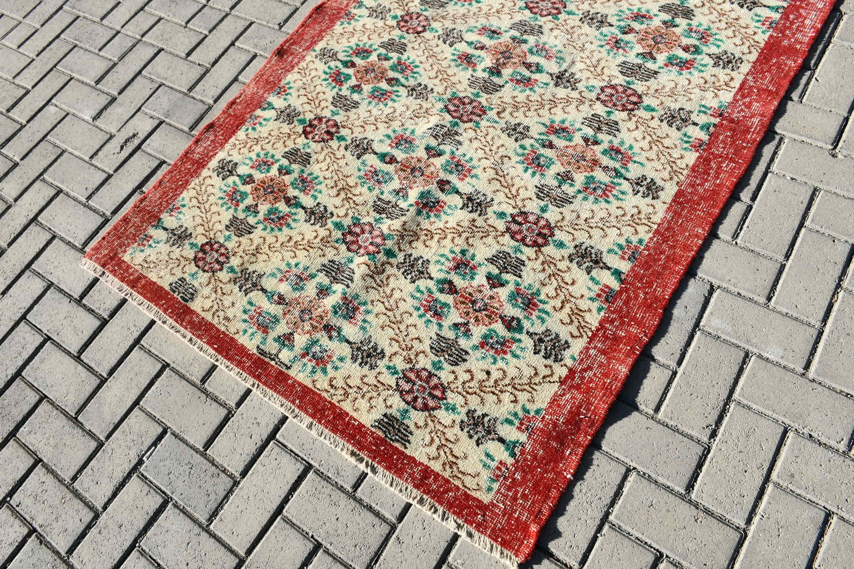 4x6.8 ft Area Rugs, Boho Area Rug Rugs, Oushak Rug, Vintage Rug, Rugs for Kitchen, Turkish Rug, Floor Rug, Red Floor Rugs, Nursery Rug