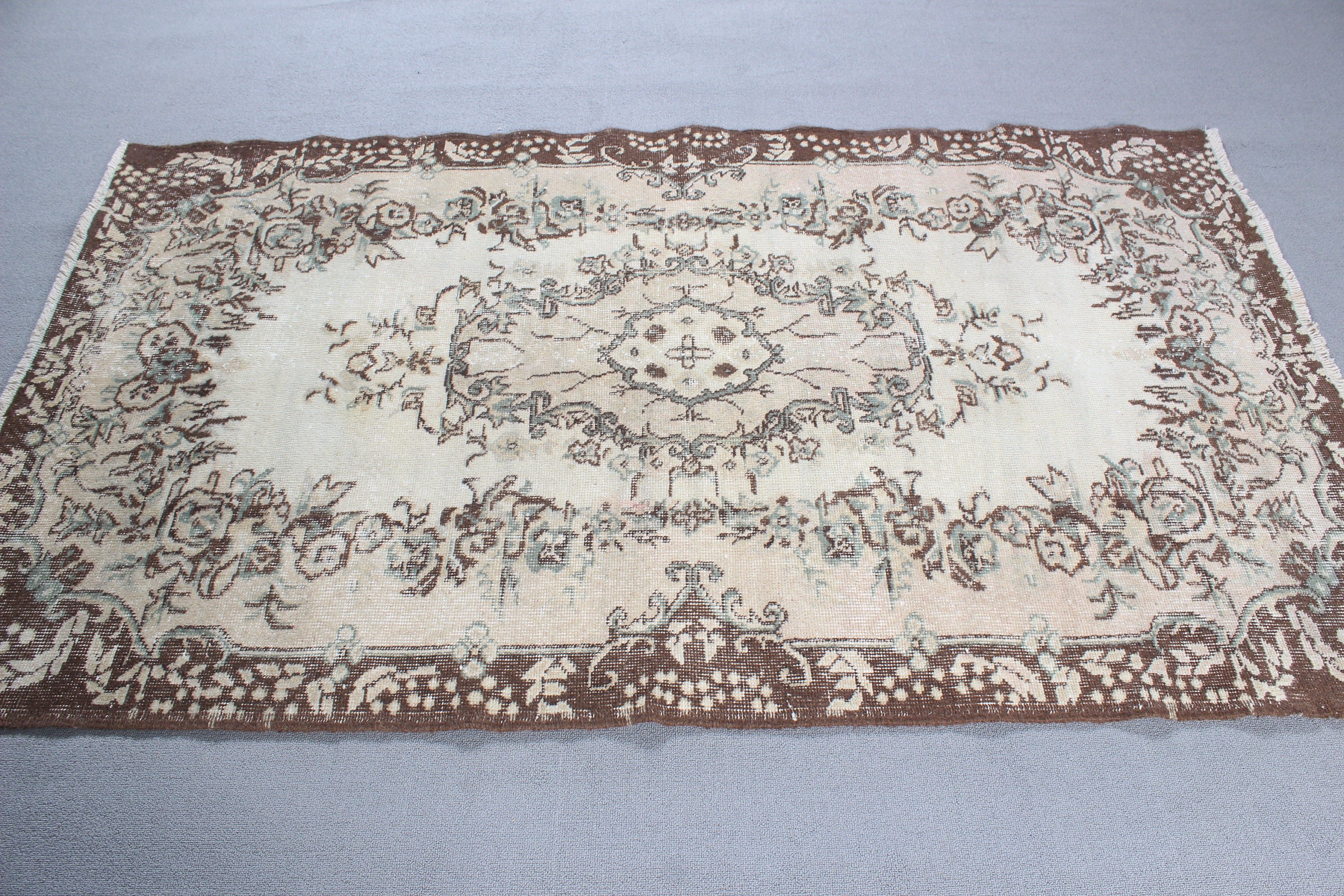 Brown Bedroom Rugs, Vintage Rugs, Handwoven Rug, Oushak Area Rug, Turkish Rug, 3.9x6.7 ft Area Rugs, Boho Area Rug