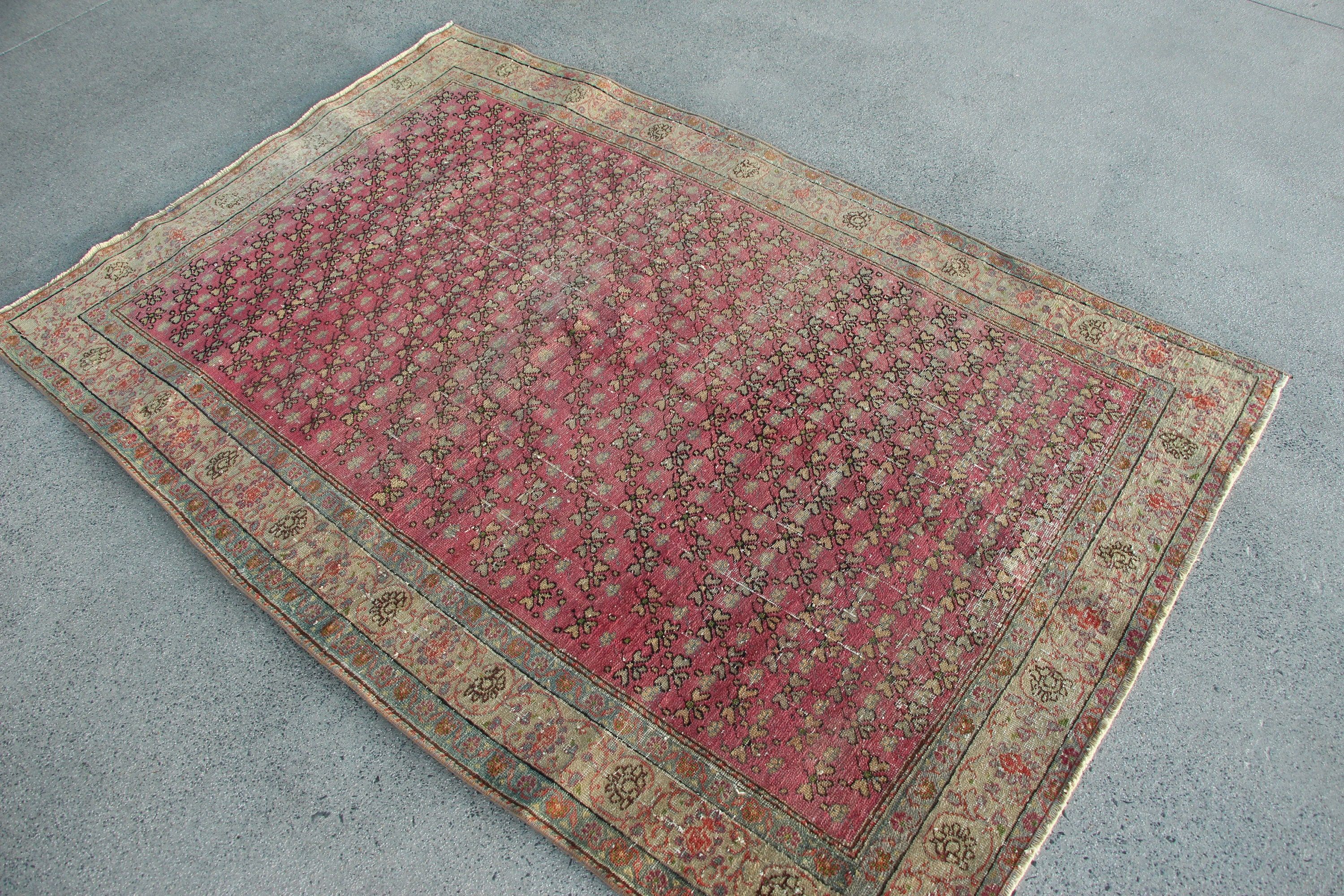 Pembe Anadolu Halısı, Vintage Halı, Çocuk Halısı, 3.9x5.9 ft Accent Halısı, Oushak Halısı, Giriş Halısı, Türk Halısı, Yatak Odası Halısı, Giriş Halıları