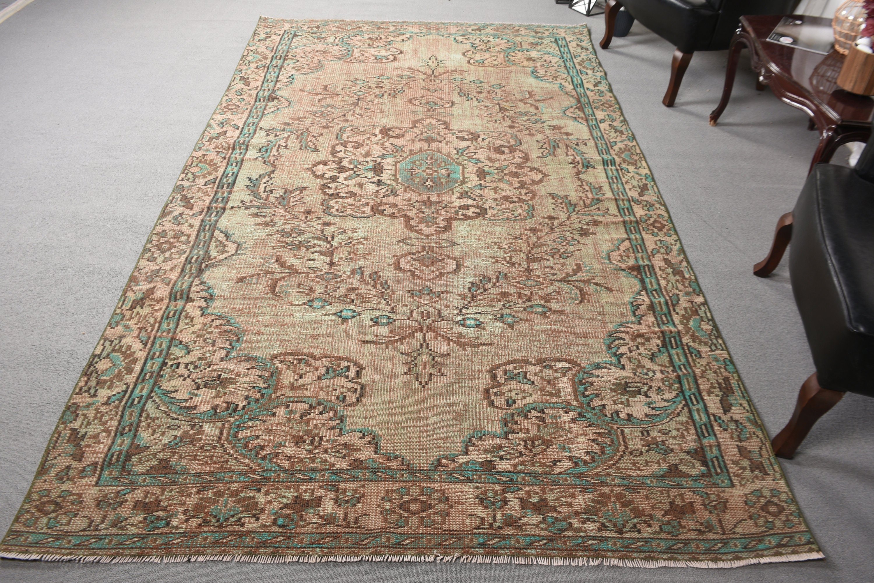 Türk Halıları, 5.5x10 ft Büyük Halılar, Kahverengi Yer Halıları, Boho Halıları, Vintage Halılar, Büyük Boho Halıları, Yatak Odası Halısı, Büyük Oushak Halıları