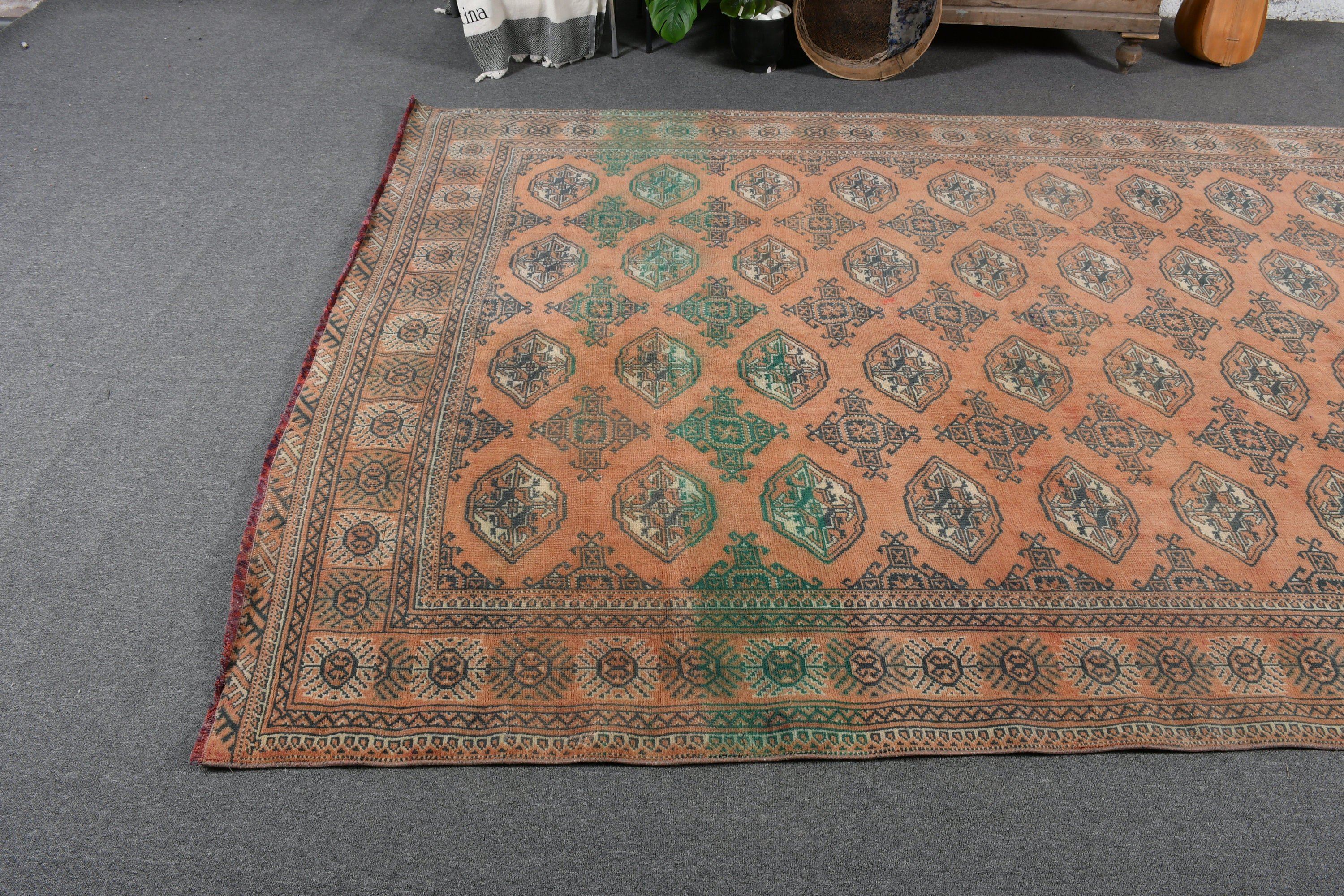 Oturma Odası Halısı, Oryantal Halı, Kırmızı 6.4x9 ft Büyük Halı, Türk Halıları, Vintage Halı, Yatak Odası Halısı, Otantik Halılar