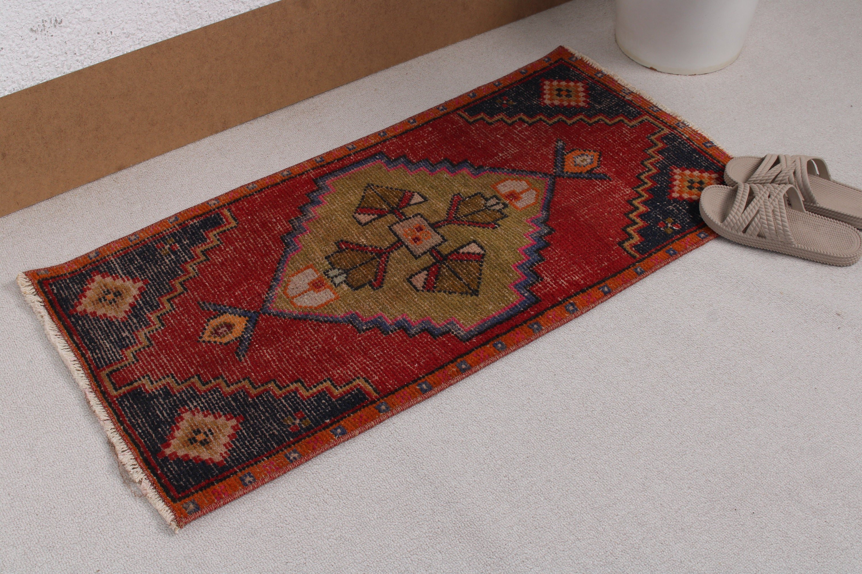 Small Vintage Rugs, Tribal Rugs, Red  1.3x3.4 ft Small Rug, Moroccan Rug, Floor Rug, Small Area Rugs, Vintage Rug, Turkish Rug