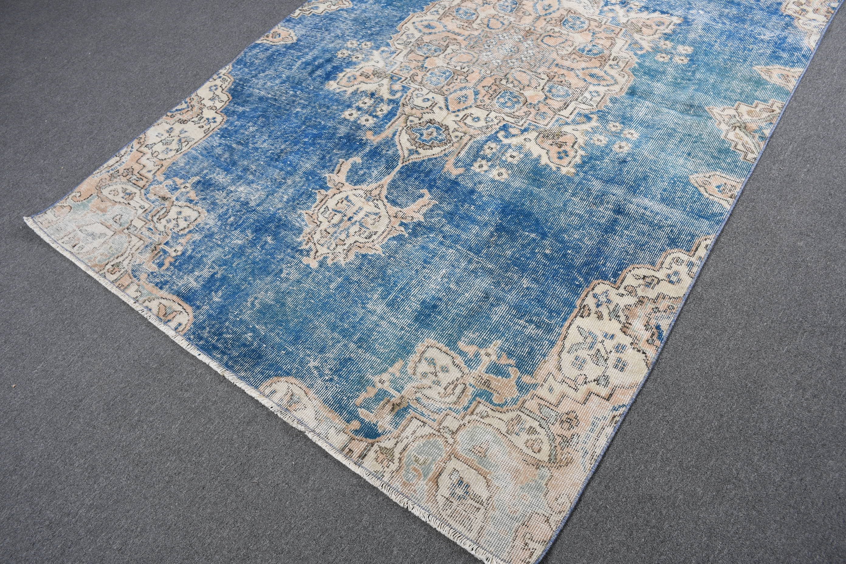 5.4x8.4 ft Large Rugs, Floor Rug, Turkish Rug, Vintage Rugs, Kitchen Rug, Anatolian Rug, Dining Room Rug, Blue Kitchen Rug, Living Room Rug