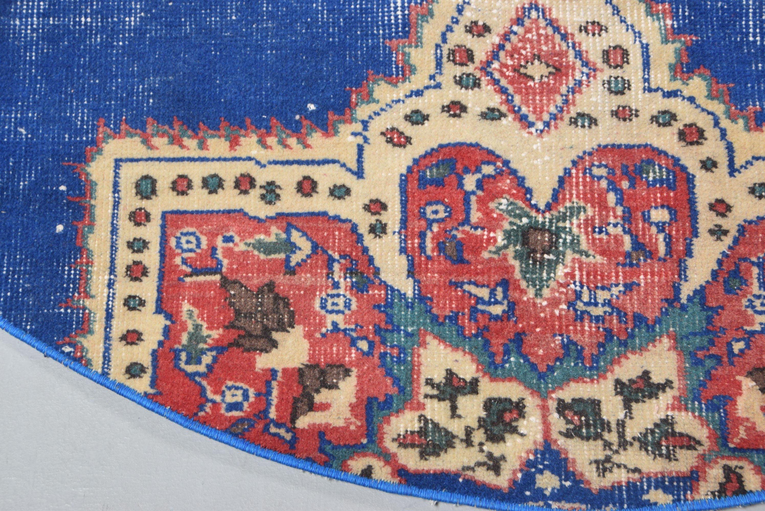 4.8x4.8 ft Accent Halı, Türk Halısı, Yatak Odası Halısı, Mavi Fas Halısı, Fas Halısı, Vintage Halı, Çocuk Halısı, Yatak Odası Halıları