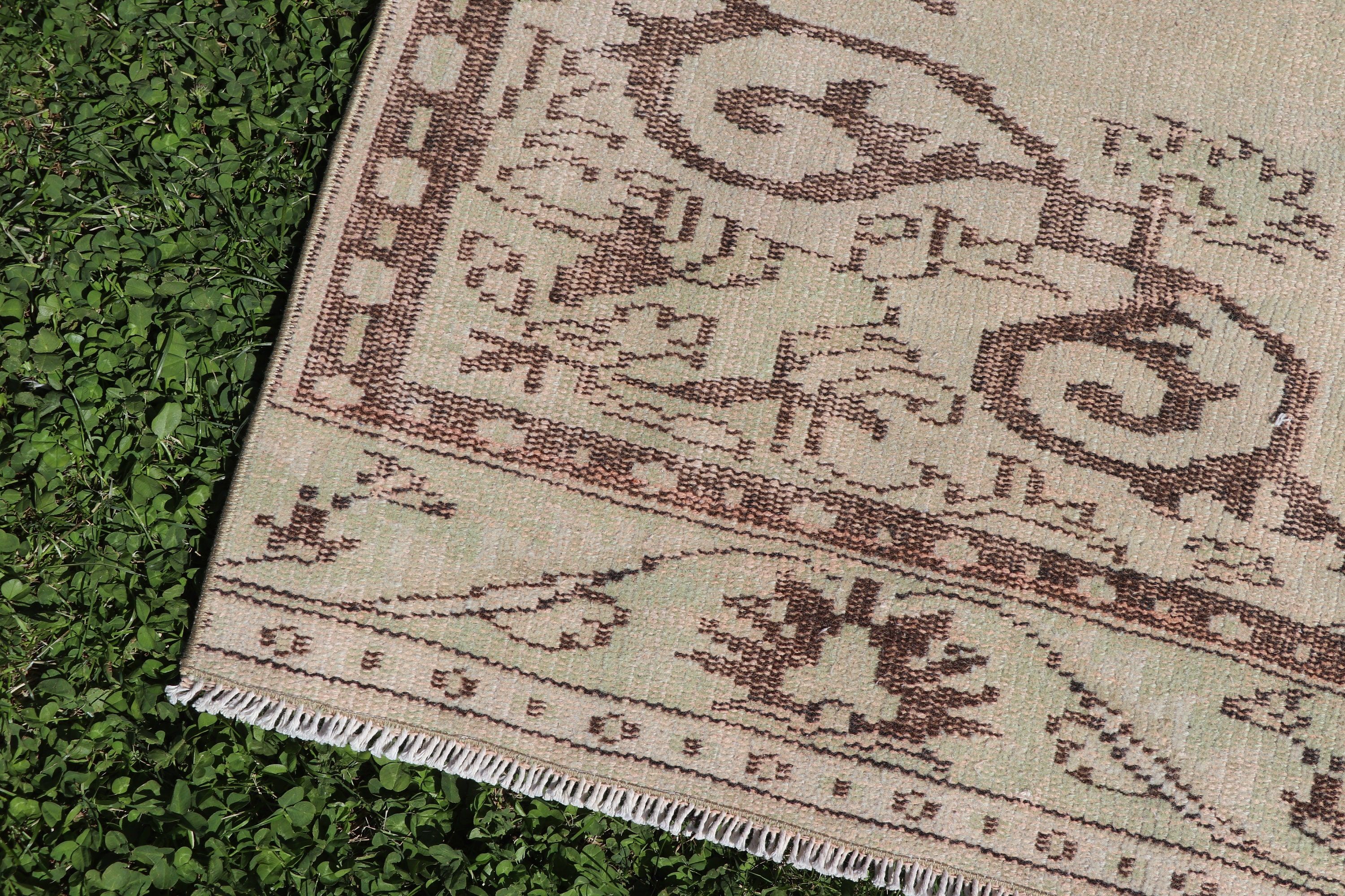 Yemek Odası Halıları, Geometrik Halılar, Vintage Halı, Nötr Halı, Yeşil Ev Dekorasyonu Halıları, 4.5x9.1 ft Büyük Halı, Türk Halısı, Oturma Odası Halısı