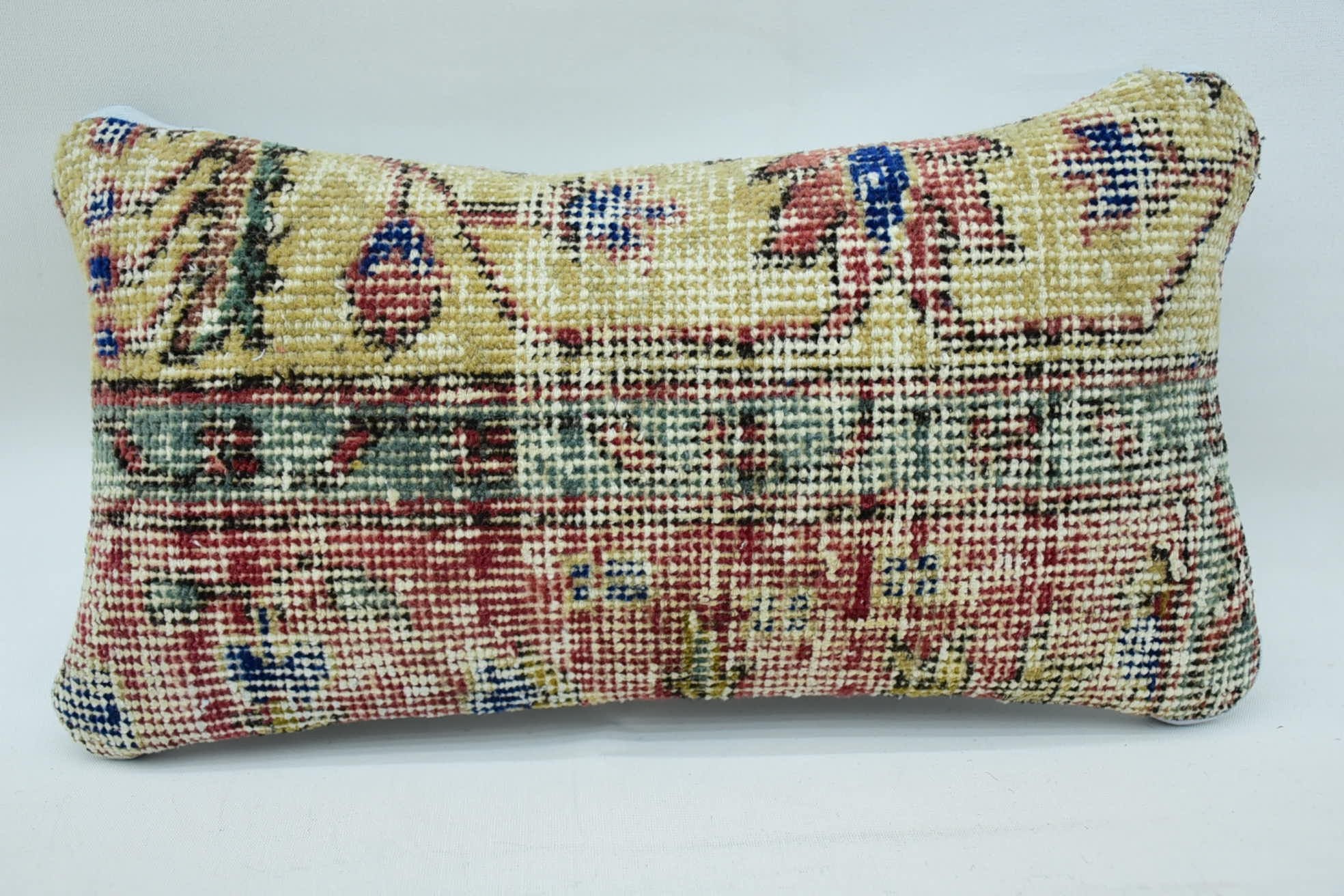 Pillow for Couch, Interior Designer Pillow, Handwoven Pillow Cover Cushion, Vintage Kilim Pillow, 8"x16" Beige Pillow Cover