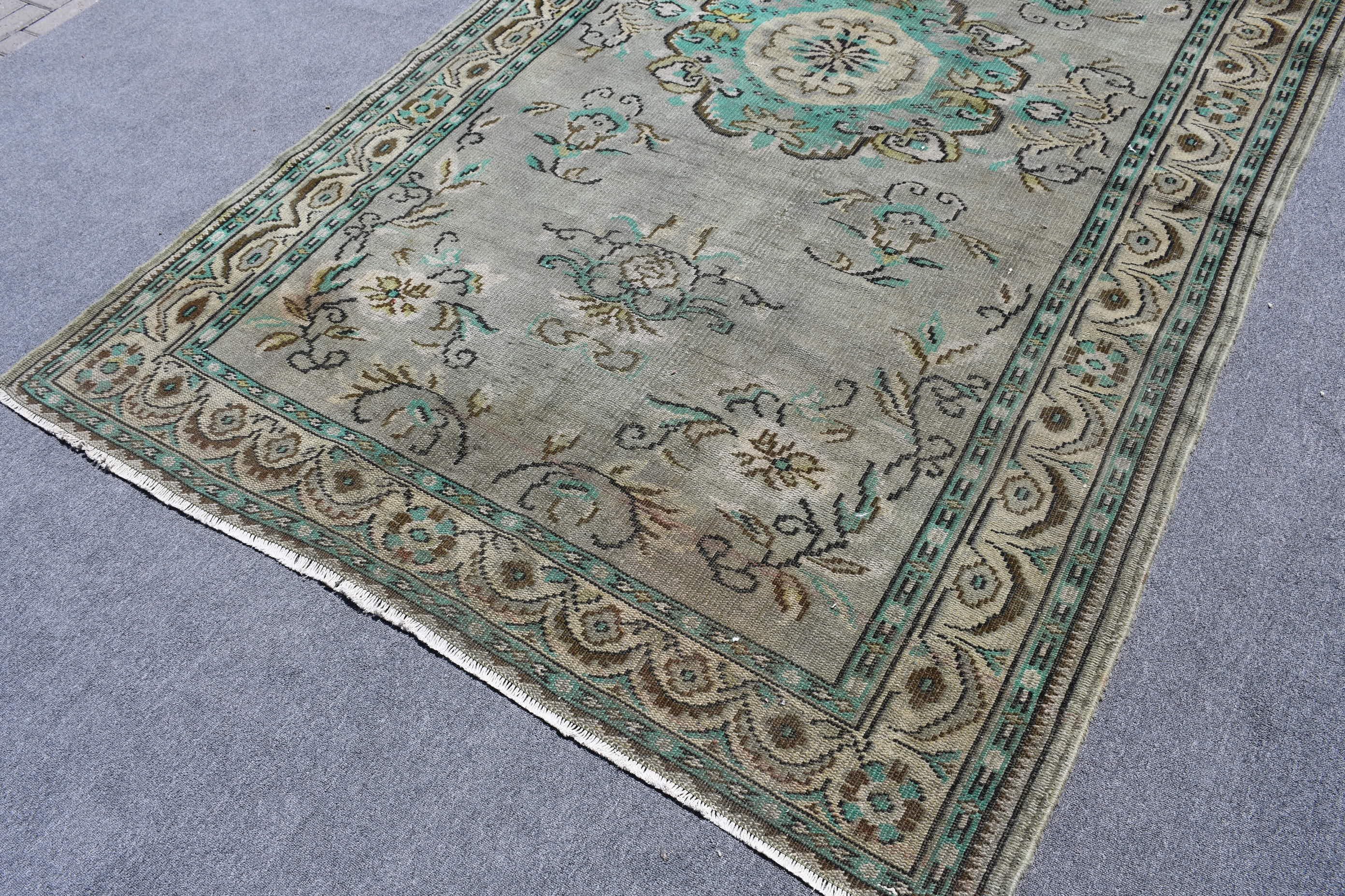 Floor Rug, Salon Rug, Anatolian Rug, Turkish Rugs, Vintage Rug, Rugs for Salon, Dining Room Rug, 6x9.6 ft Large Rugs, Green Anatolian Rug