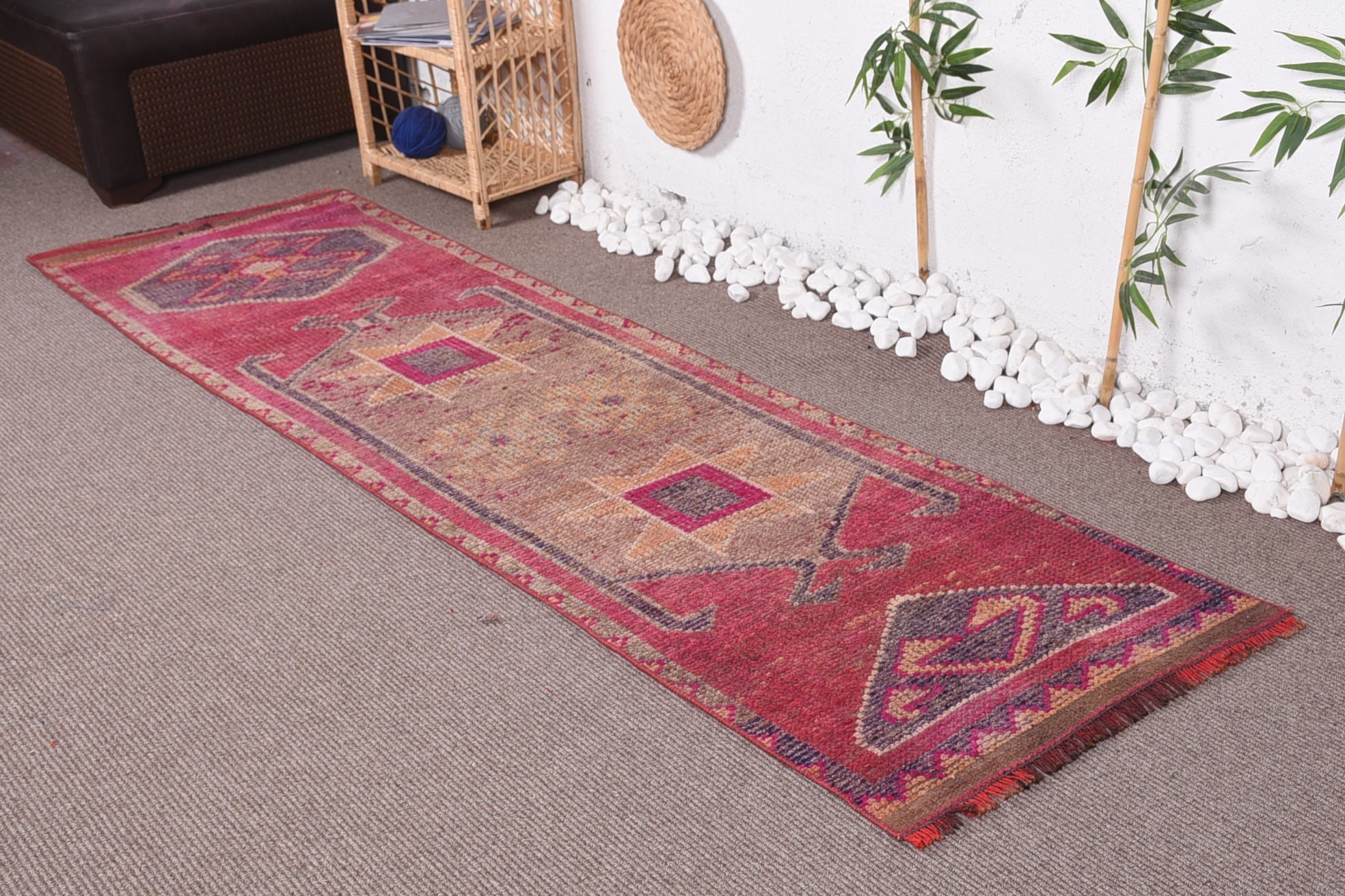 Pale Rug, Turkish Rug, Oushak Rug, Rugs for Hallway, Antique Rugs, Corridor Rugs, Kitchen Rug, Vintage Rugs, 2.4x8.7 ft Runner Rugs