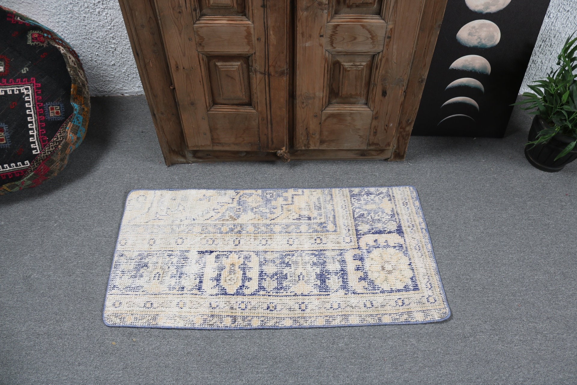 Vintage Halı, Aztek Halısı, Sarı Yatak Odası Halısı, 1.6x3.3 ft Küçük Halı, Türk Halısı, Çocuk Halısı, Küçük Vintage Halılar, Lüks Halı, Açıklama Halısı