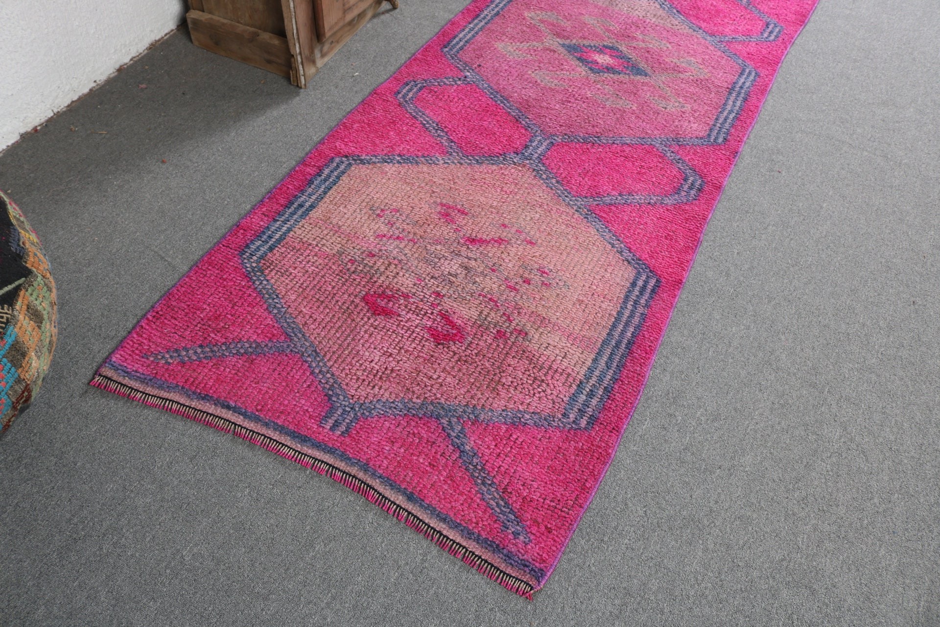 Boho Rug, Pink Boho Rugs, Anatolian Rug, Traditional Rugs, Kitchen Rugs, Long Runner Rug, Turkish Rugs, 2.9x9.5 ft Runner Rug, Vintage Rug