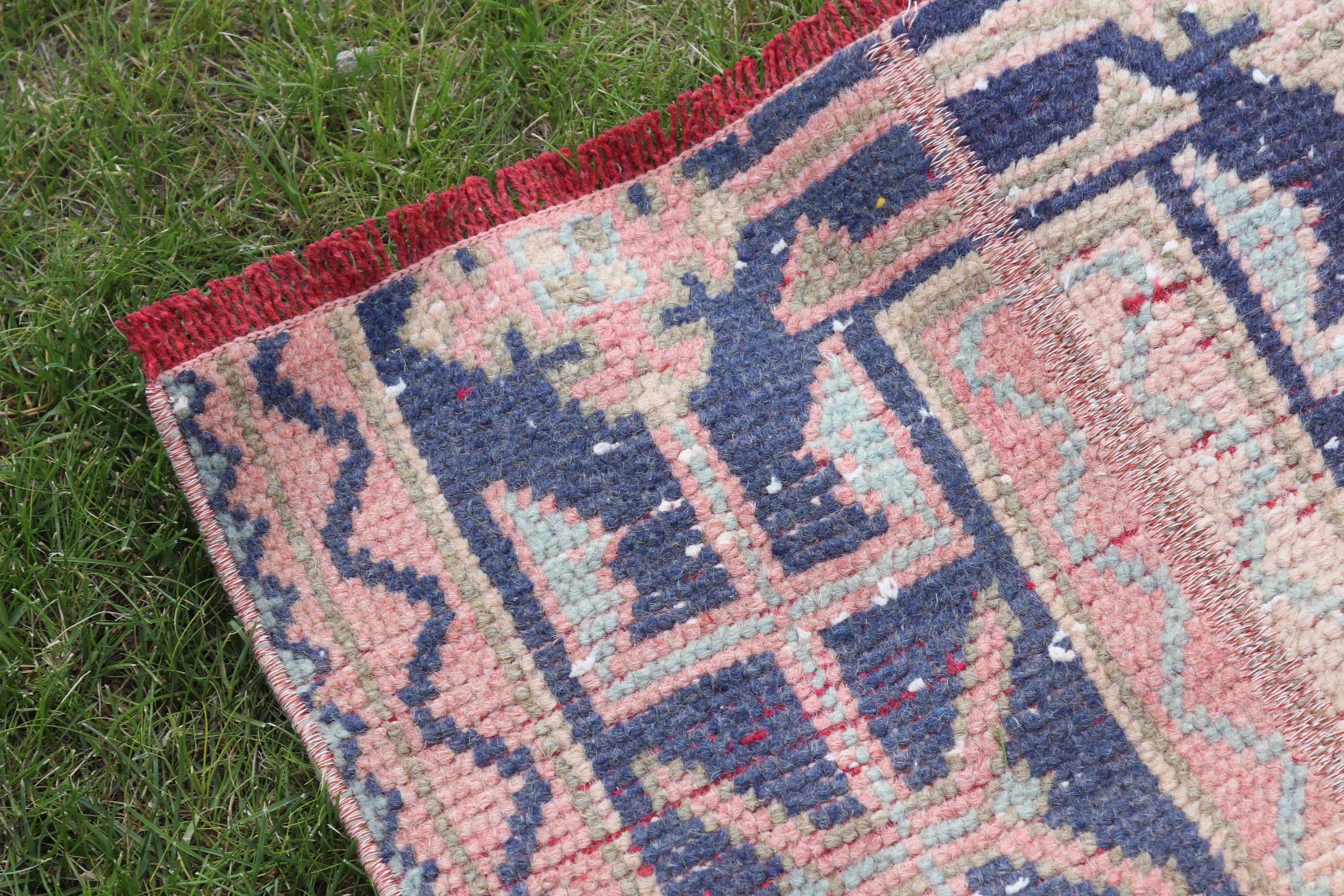 Long Runner Rug, Turkish Rugs, Vintage Rug, Kitchen Rug, Aztec Rug, Blue Boho Rug, Geometric Rug, 1.7x10.5 ft Runner Rug, Anatolian Rugs