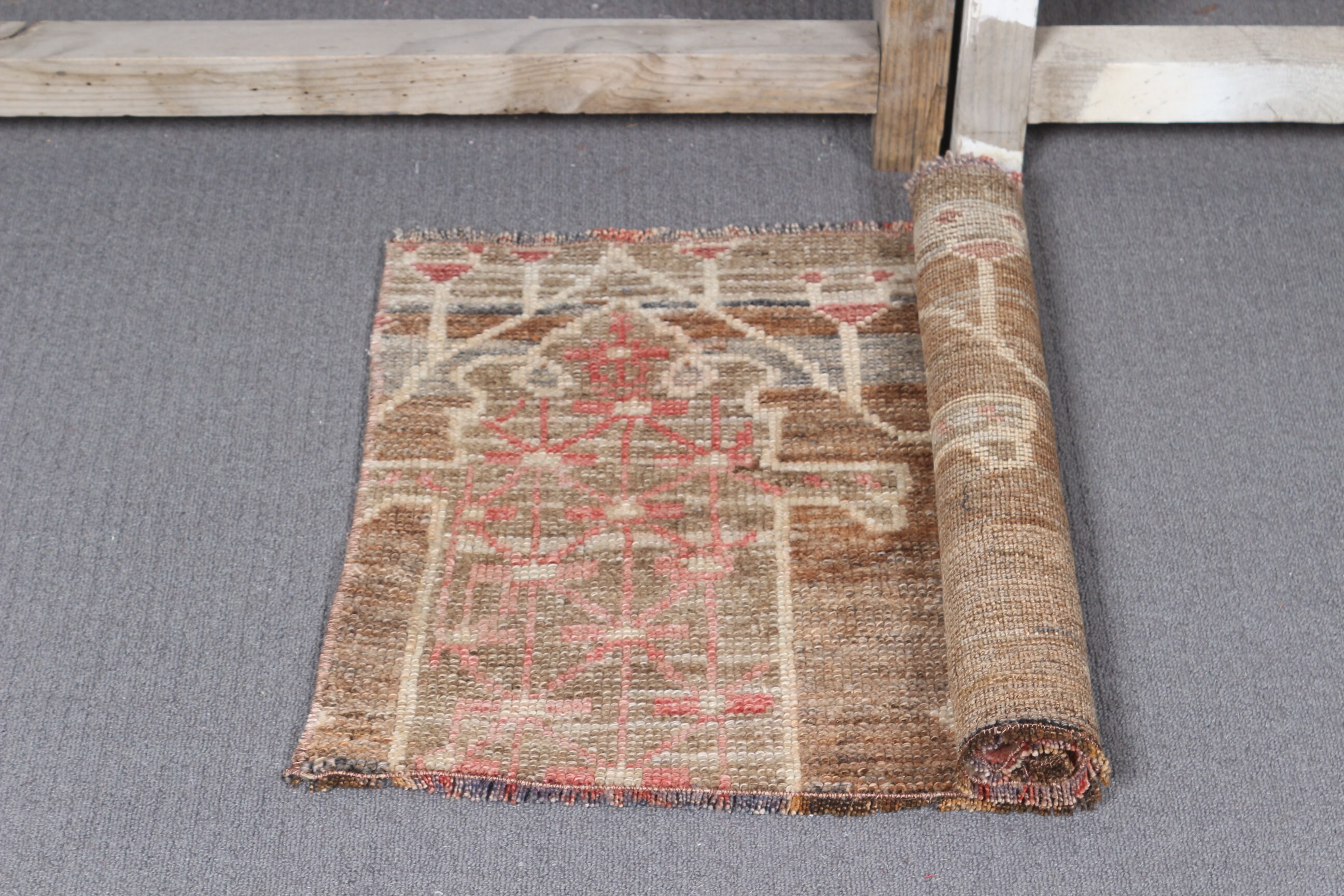 Araba Paspas Halıları, Vintage Halılar, Giriş Halıları, Türk Halısı, 1.6x2.5 ft Küçük Halı, Yatak Odası Halısı, Giriş Halıları, Kahverengi Oryantal Halı, Yün Halılar