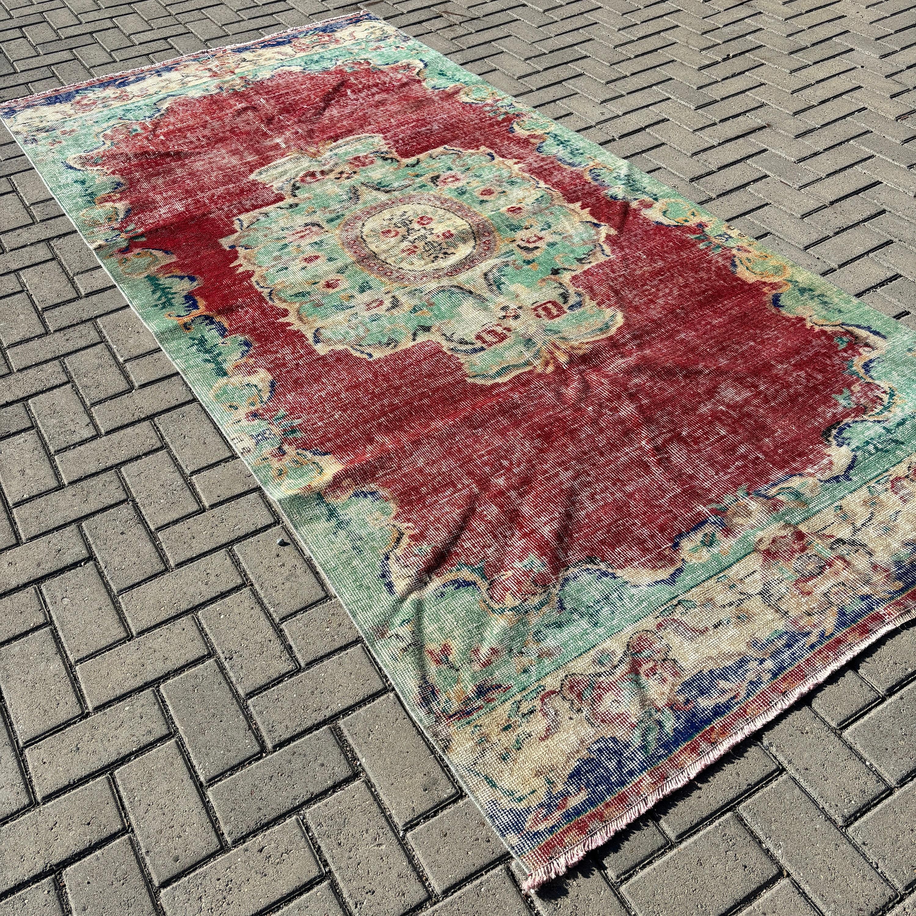 Antique Rug, Large Vintage Rugs, 4.5x9.4 ft Large Rugs, Red Home Decor Rugs, Oriental Rug, Turkish Rug, Aztec Rug, Vintage Rug, Salon Rug