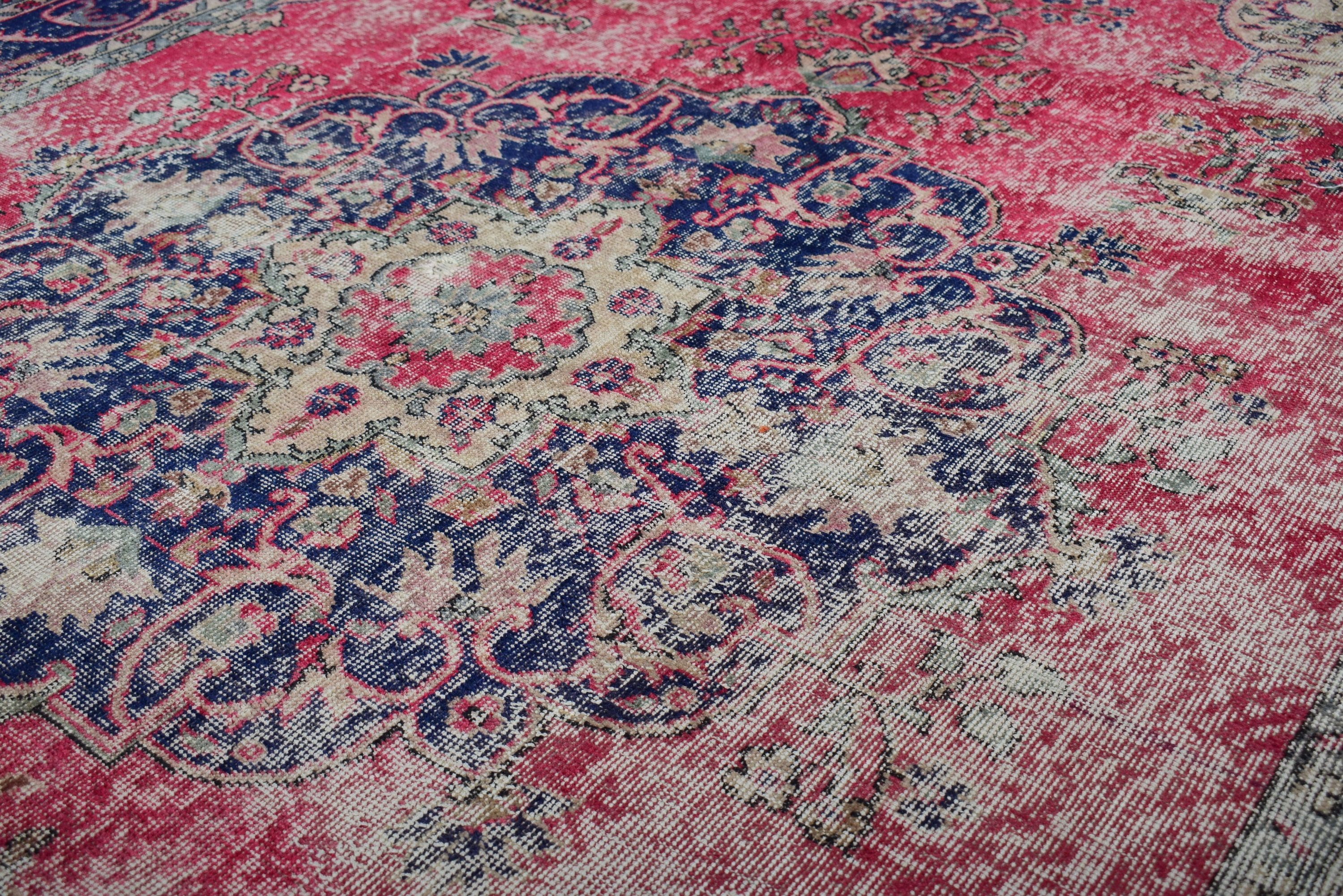 Vintage Rugs, Oushak Rug, Red Kitchen Rugs, Large Boho Rugs, 6.9x10 ft Large Rugs, Turkish Rugs, Turkey Rug, Handwoven Rug, Living Room Rug