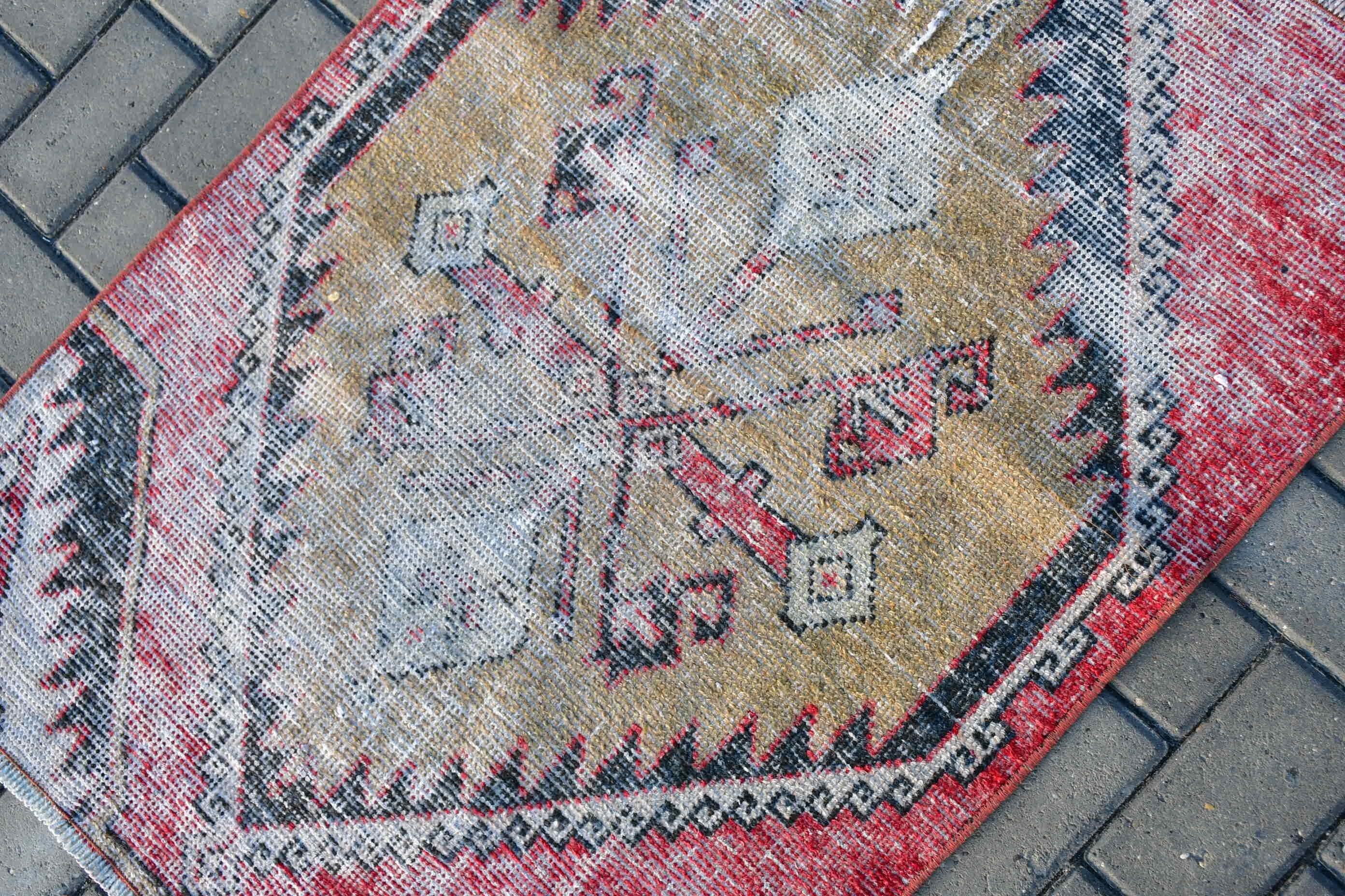 Turkish Rugs, 2.6x3.5 ft Small Rug, Vintage Rugs, Rugs for Door Mat, Red Wool Rug, Cool Rug, Car Mat Rugs, Kitchen Rugs