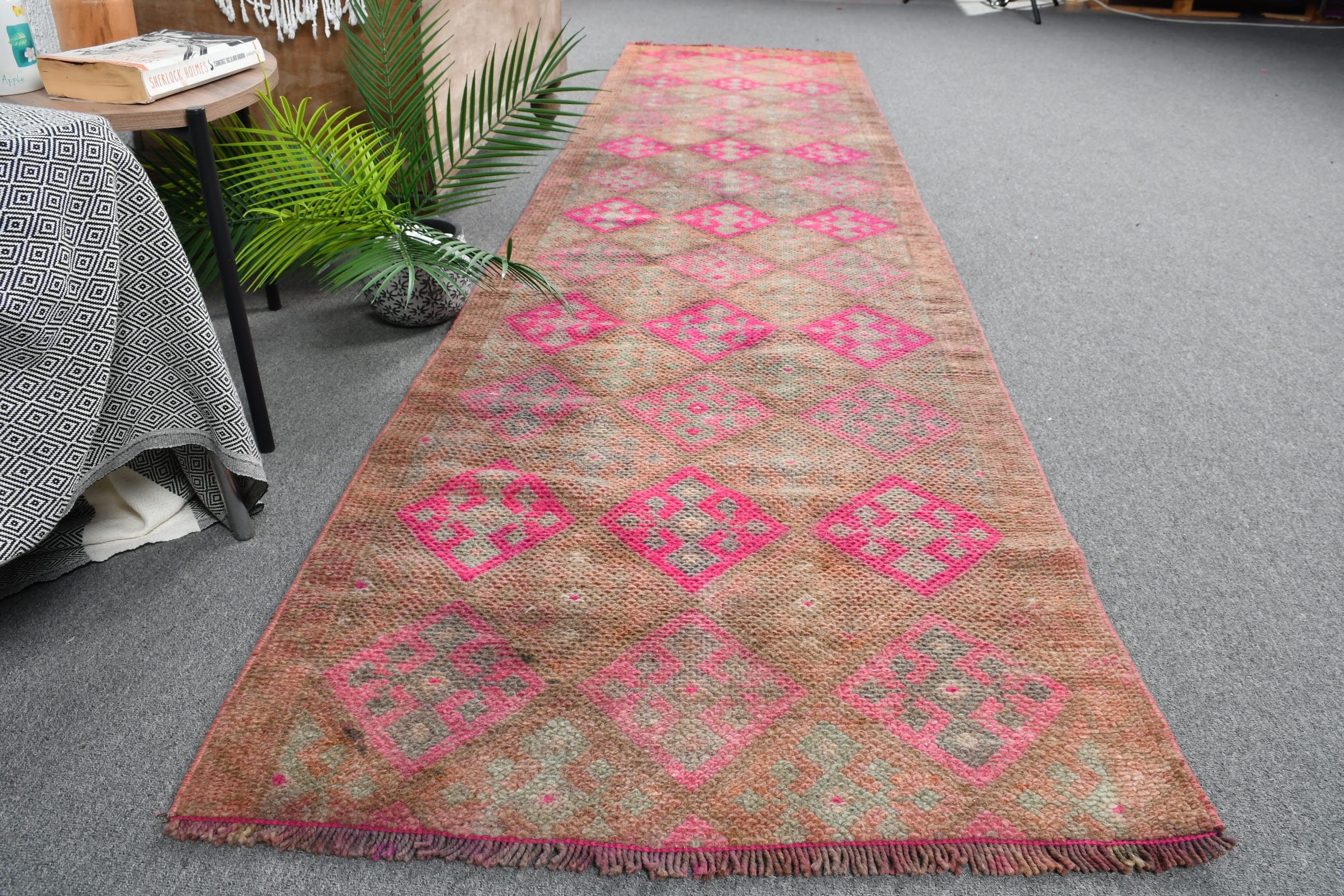 Oriental Rug, Stair Rug, Bedroom Rugs, Vintage Rugs, Brown  2.6x10.7 ft Runner Rug, Turkish Rug, Kitchen Rugs, Dorm Rugs