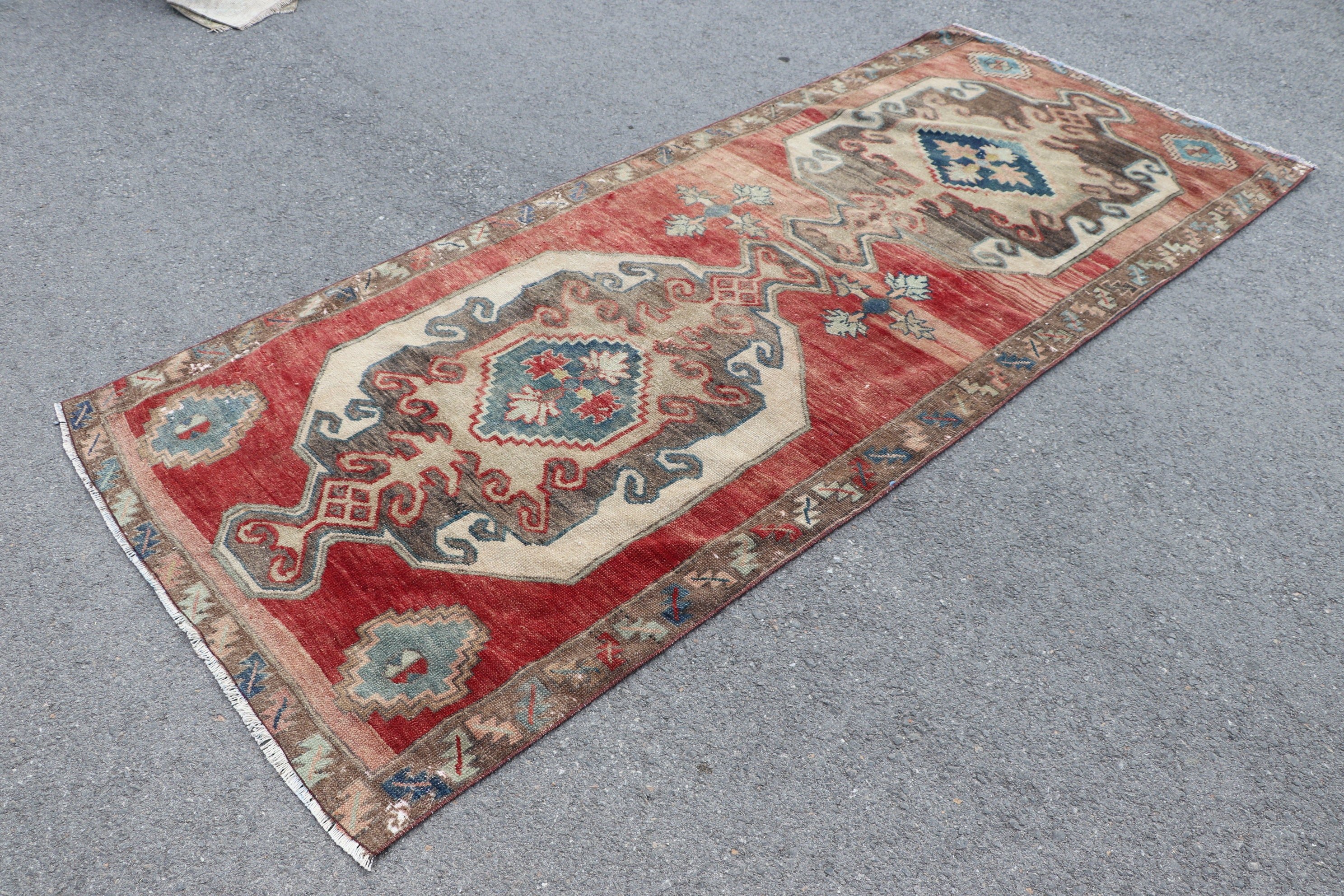 Dining Room Rug, Dorm Rug, Antique Rug, Vintage Rugs, Rugs for Bedroom, Turkish Rugs, 4x9.5 ft Area Rug, Red Home Decor Rugs, Bedroom Rugs