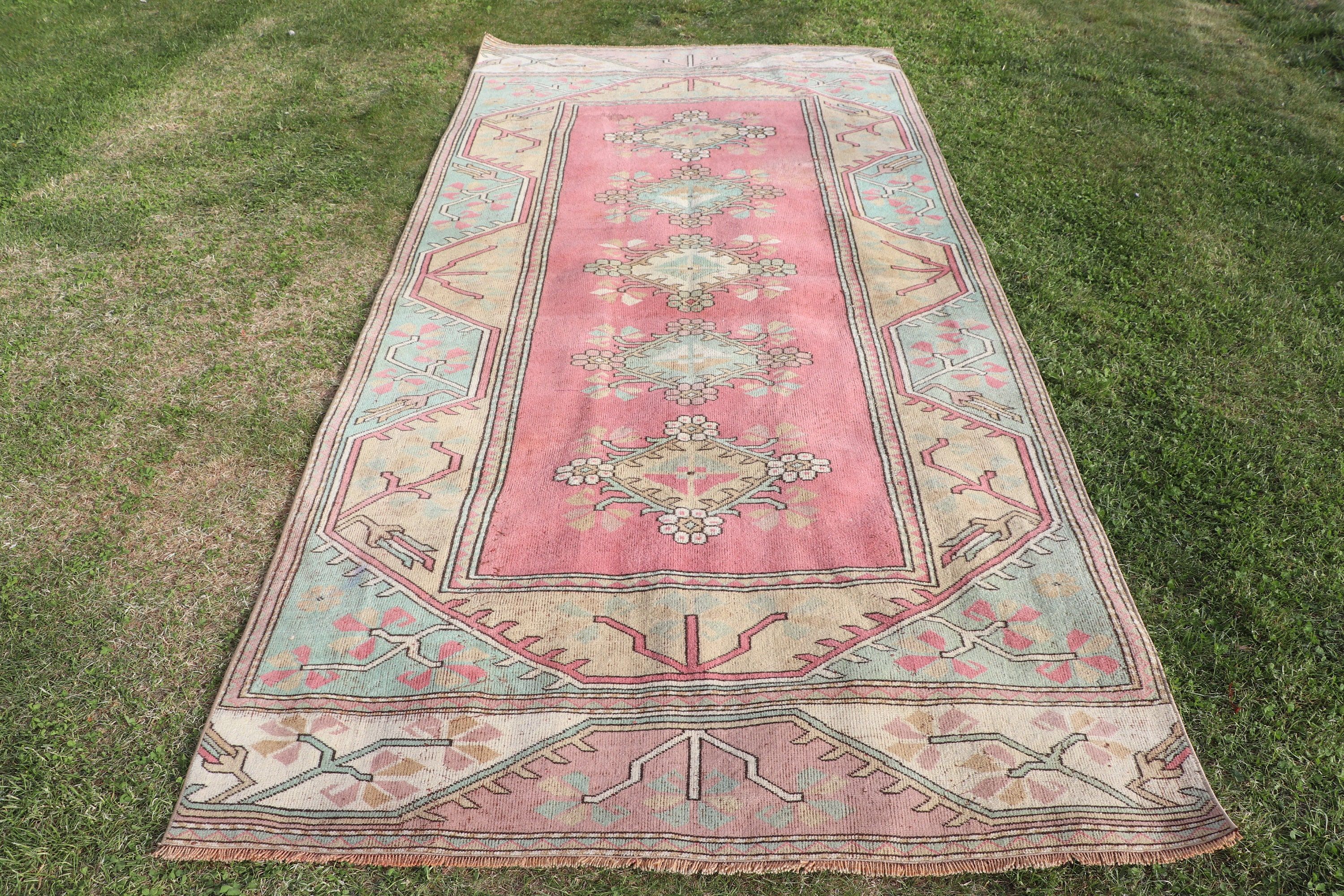 Oryantal Halı, 4.4x9.4 ft Büyük Halılar, Salon Halısı, Kırmızı Boho Halıları, Vintage Halı, Büyük Vintage Halı, Mutfak Halıları, Dekoratif Halılar, Türk Halıları