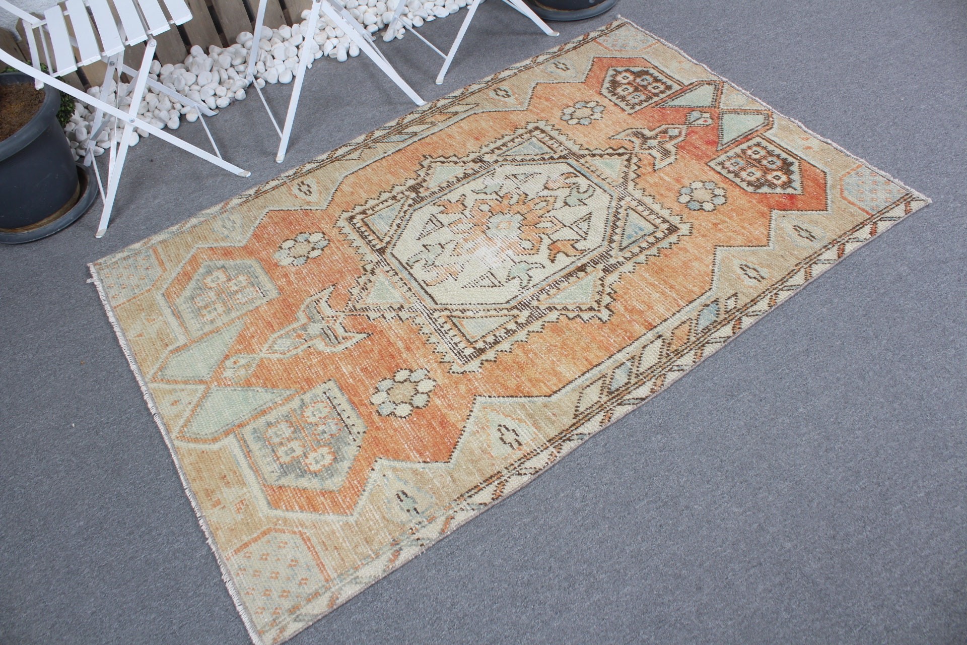 Nursery Rug, Vintage Rug, Entry Rugs, 3.8x5.6 ft Accent Rug, Turkish Rug, Oushak Rug, Orange Oriental Rugs, Rugs for Kitchen, Oriental Rug