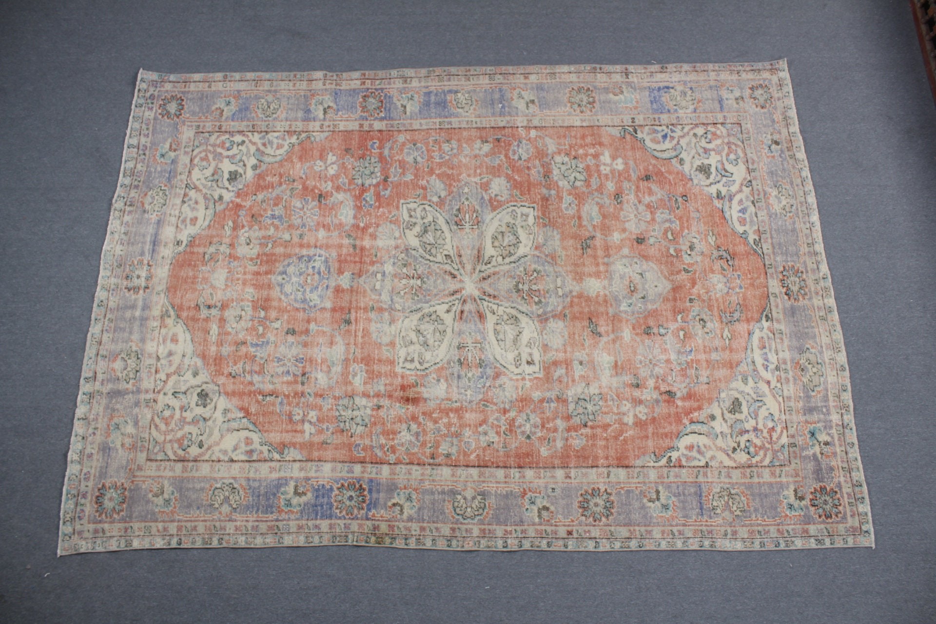 Yemek Odası Halıları, Mutfak Halıları, Türk Halıları, 7.3x10.8 ft Büyük Boy Halı, Kırmızı Yün Halılar, Vintage Halı, Sanat Halısı, Oturma Odası Halısı