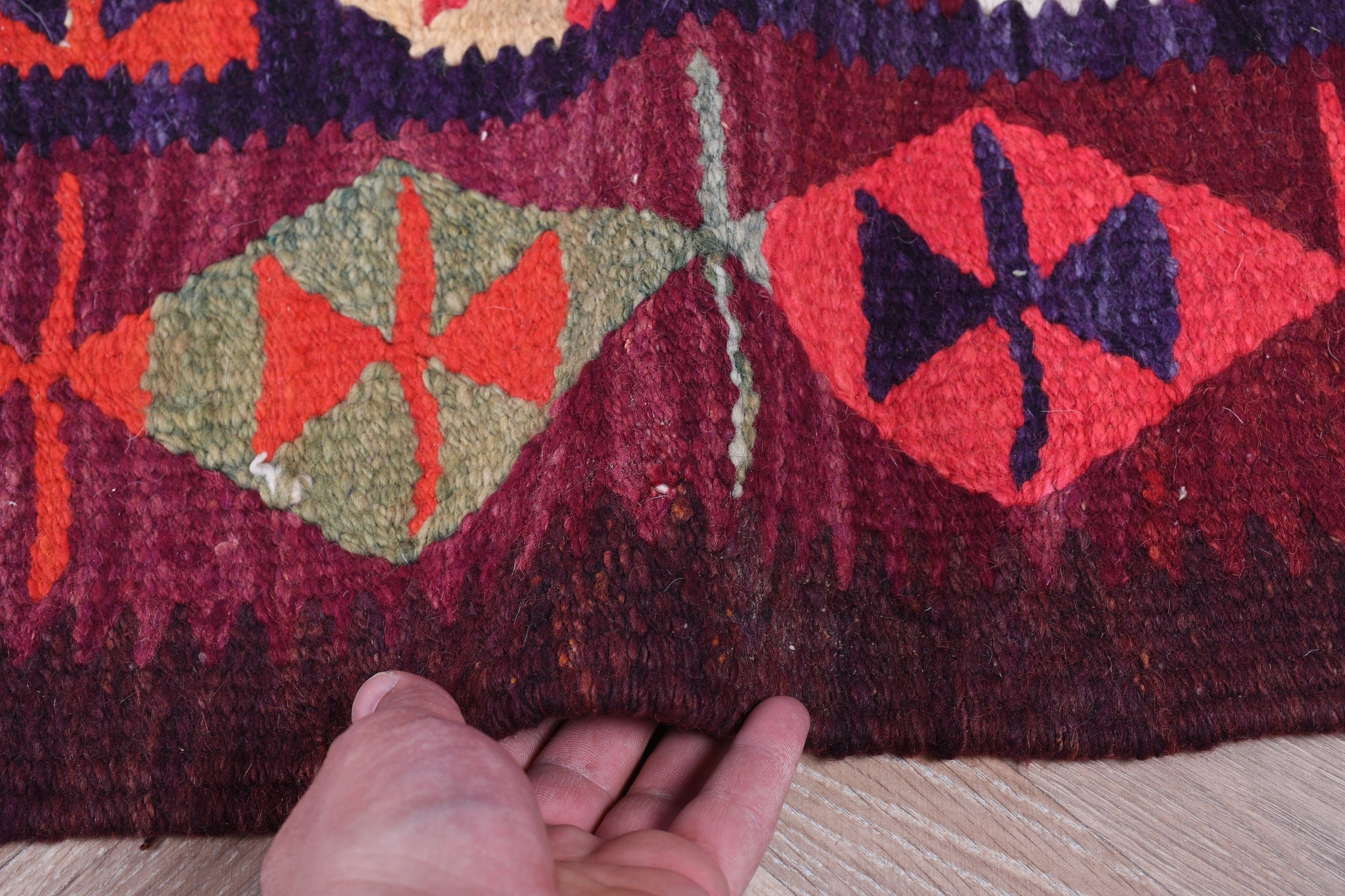 Türk Halısı, Mutfak Halısı, Eski Halı, Antika Halılar, 2,9x9,5 ft Yolluk Halısı, Kilim, Kırmızı Yün Halı, Vintage Halı, Mutfak Halıları, Anadolu Halıları