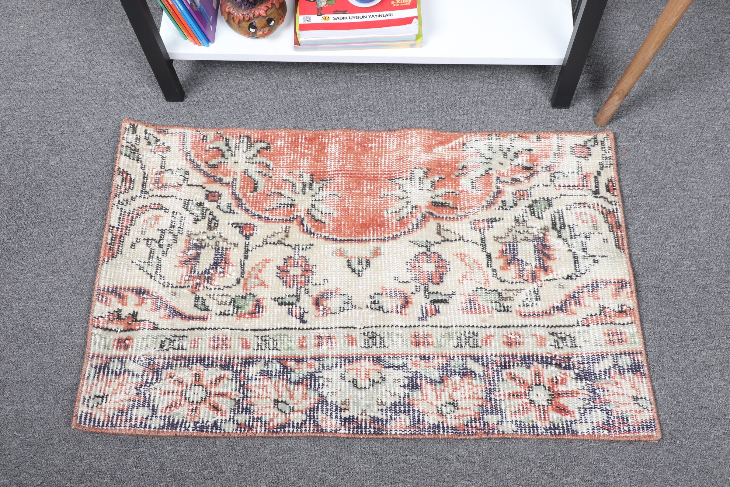 Yün Halılar, Mutfak Halısı, Turuncu Ev Dekor Halıları, Paspas Halısı, Vintage Halılar, El Dokuma Halı, Oushak Halı, 1.7x2.8 ft Küçük Halı, Türk Halısı