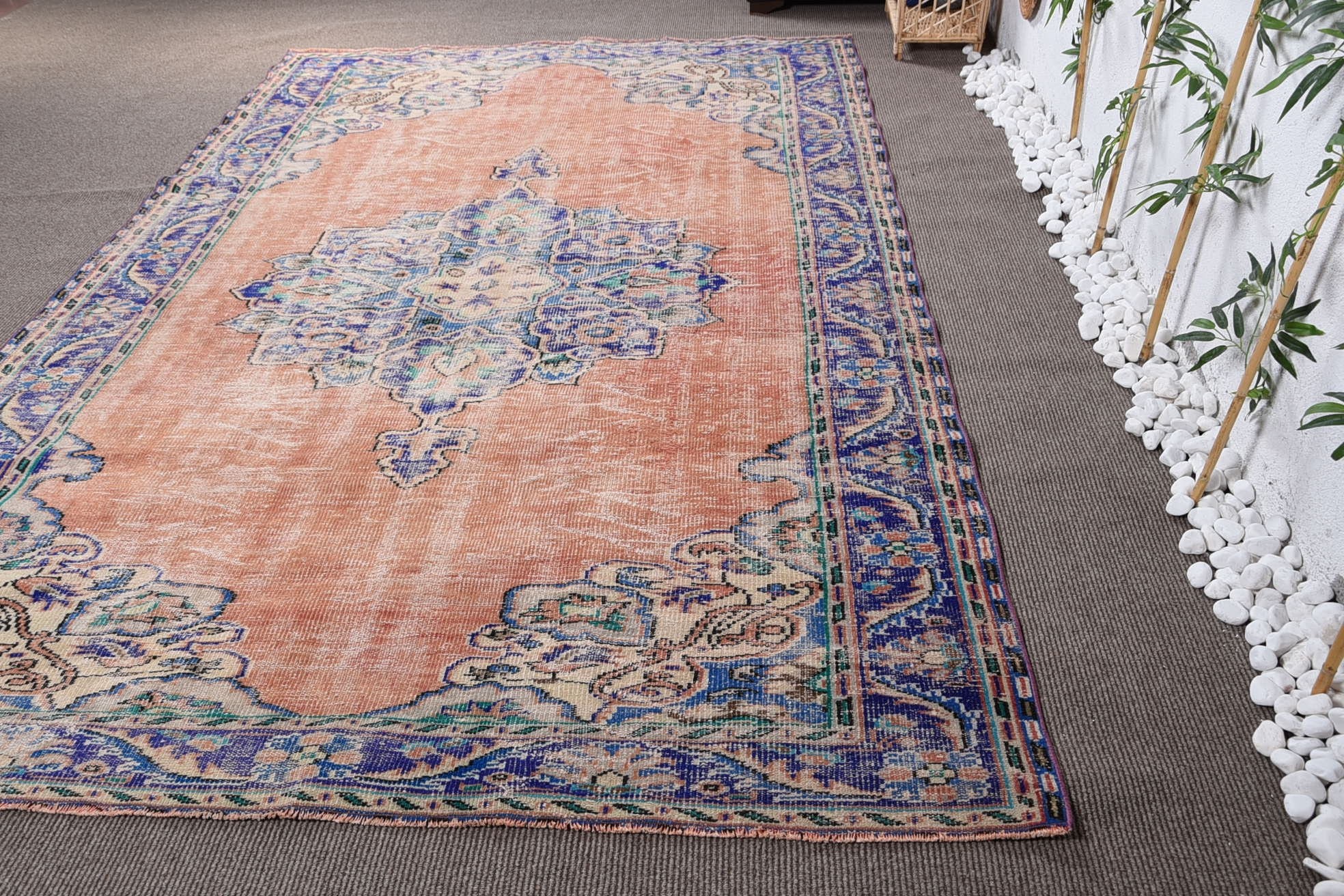 Oturma Odası Halısı, Salon Halısı, 6.8x10.5 ft Büyük Boy Halı, Mutfak Halısı, Eklektik Halı, Türk Halısı, Oturma Odası Halıları, Havalı Halı, Vintage Halı