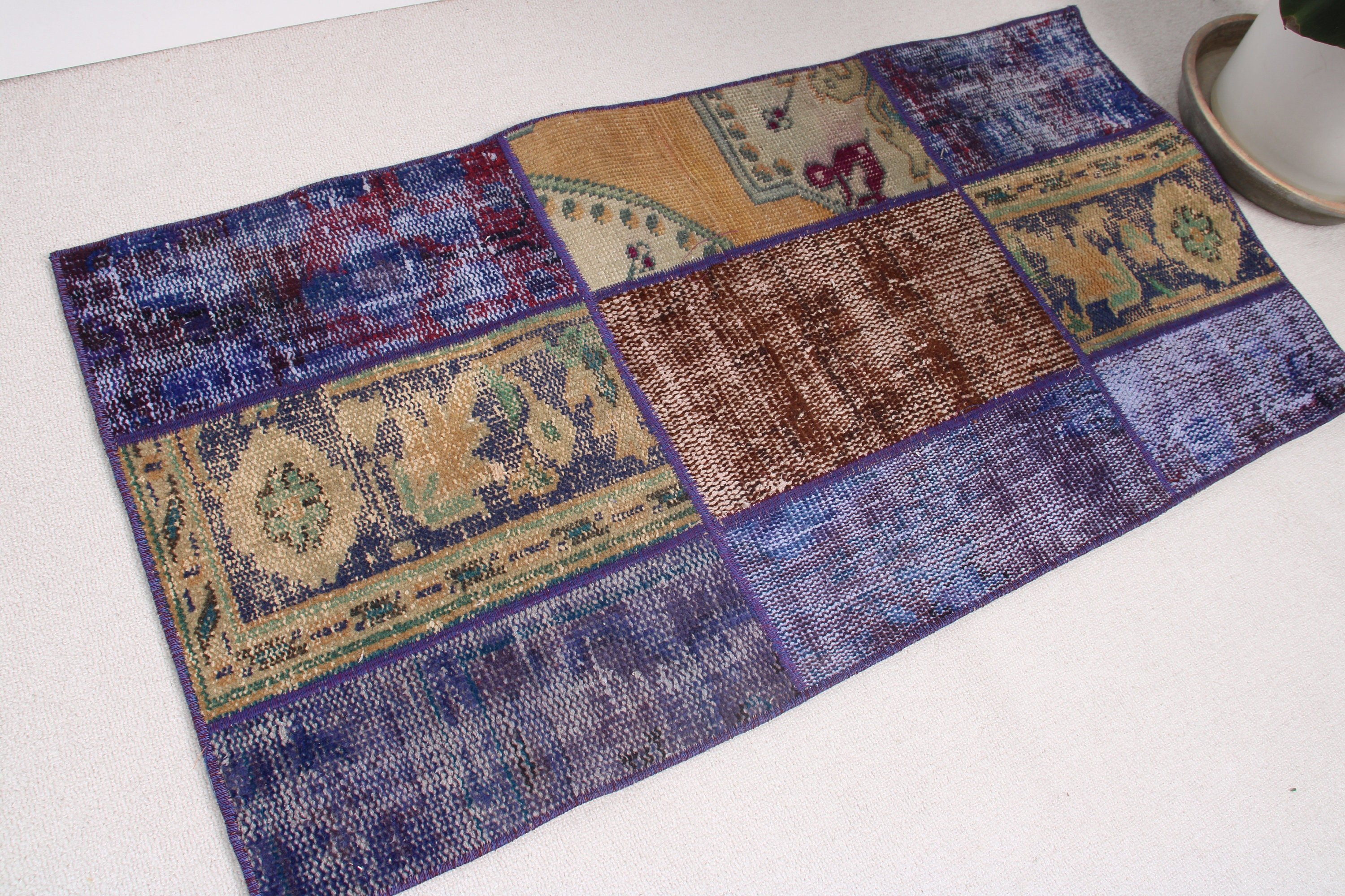 Vintage Rugs, Blue Wool Rugs, Car Mat Rug, Statement Rugs, Kitchen Rug, Rugs for Door Mat, Turkish Rugs, 2x3.9 ft Small Rug, Luxury Rug